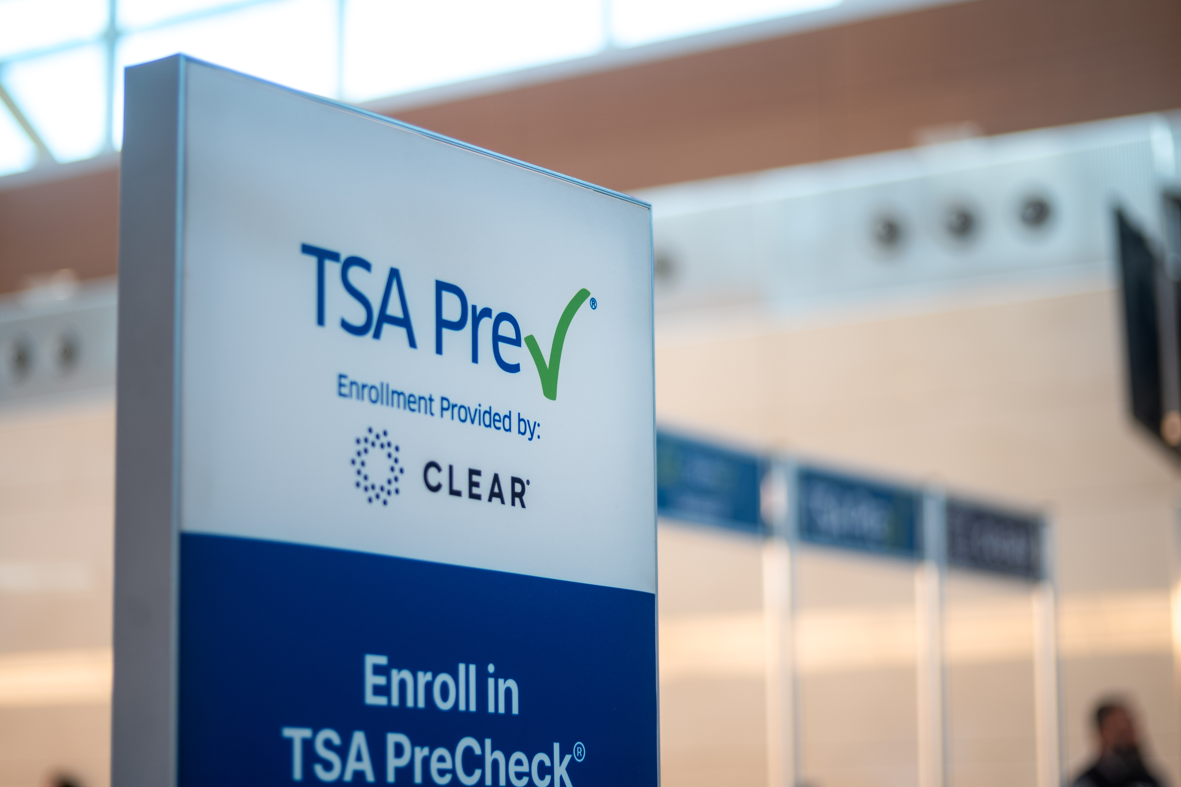 A TSA PreCheck sign at Reagan National Airport in Arlington, Virginia. (Shedrick Pelt/For The Washington Post)