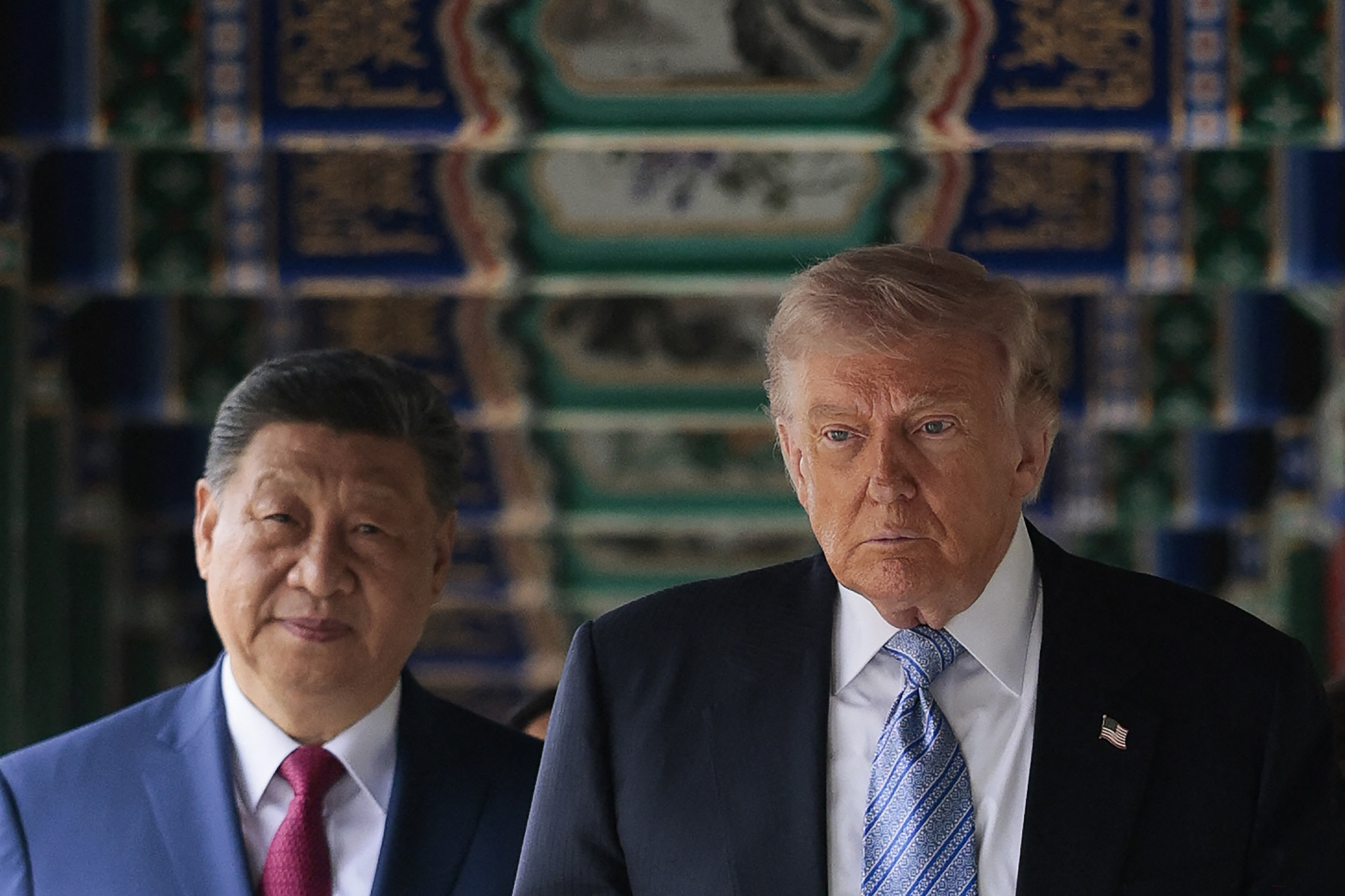 Chinese President Xi Jinping was respectful but businesslike in welcoming President Donald Trump to Beijing. (Evan Vucci/Pool/AFP/Getty Images)