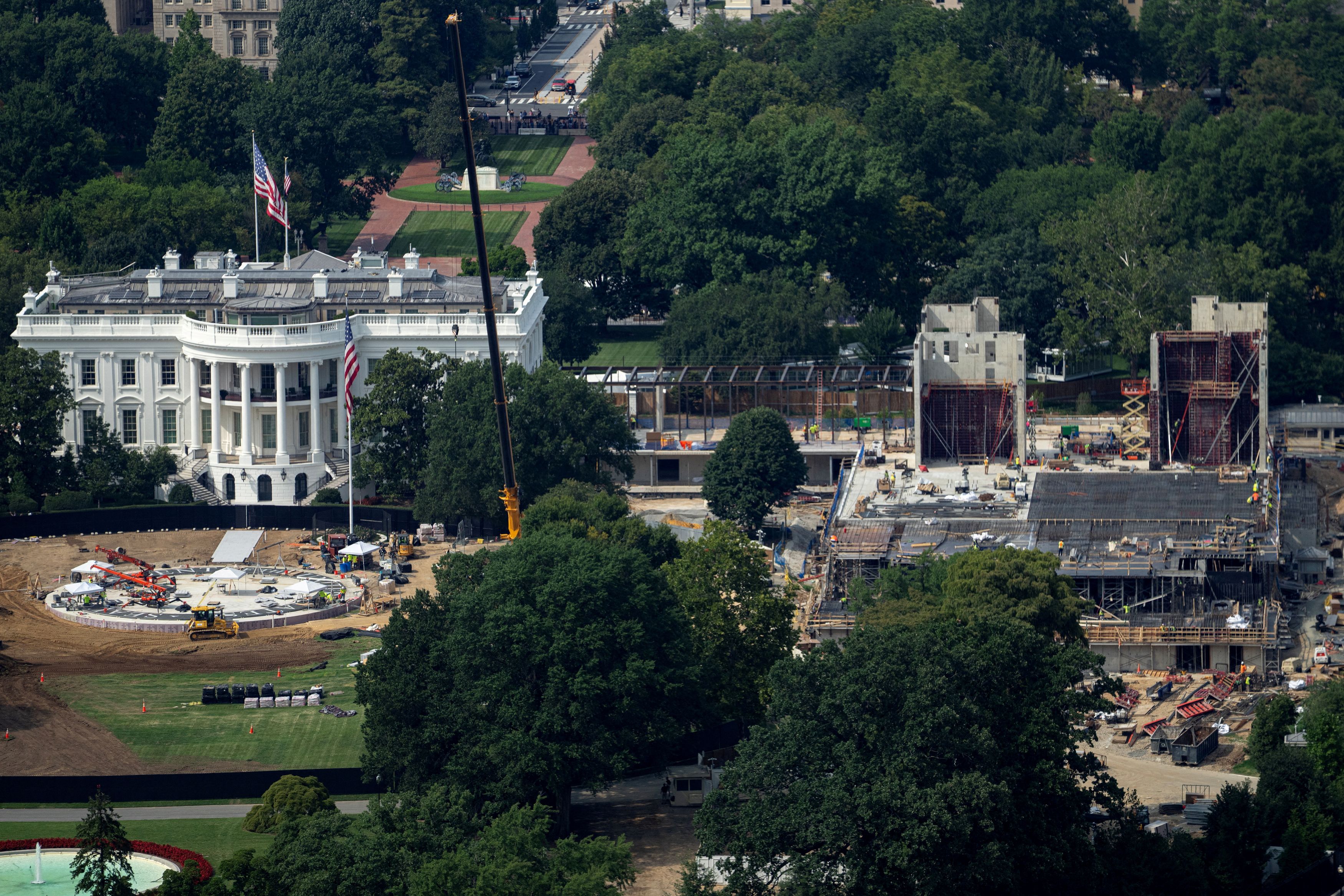 A court ordered that administration officials halt construction of the White House ballroom by Aug. 21 unless Congress authorizes the project. (Nathan Howard/Reuters)