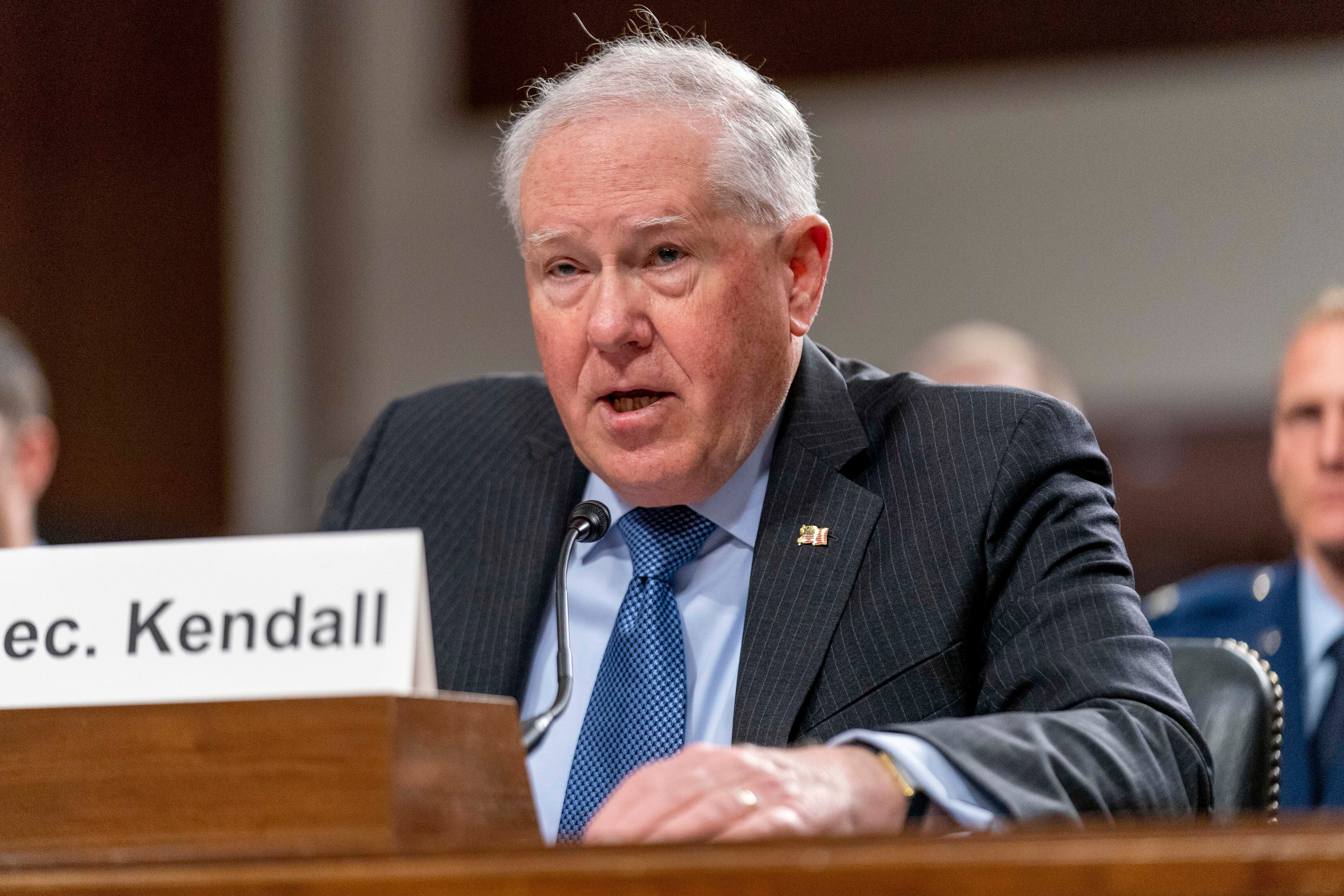 Then-Air Force Secretary Frank Kendall during a May 2023 Senate hearing. (Andrew Harnik/AP)
