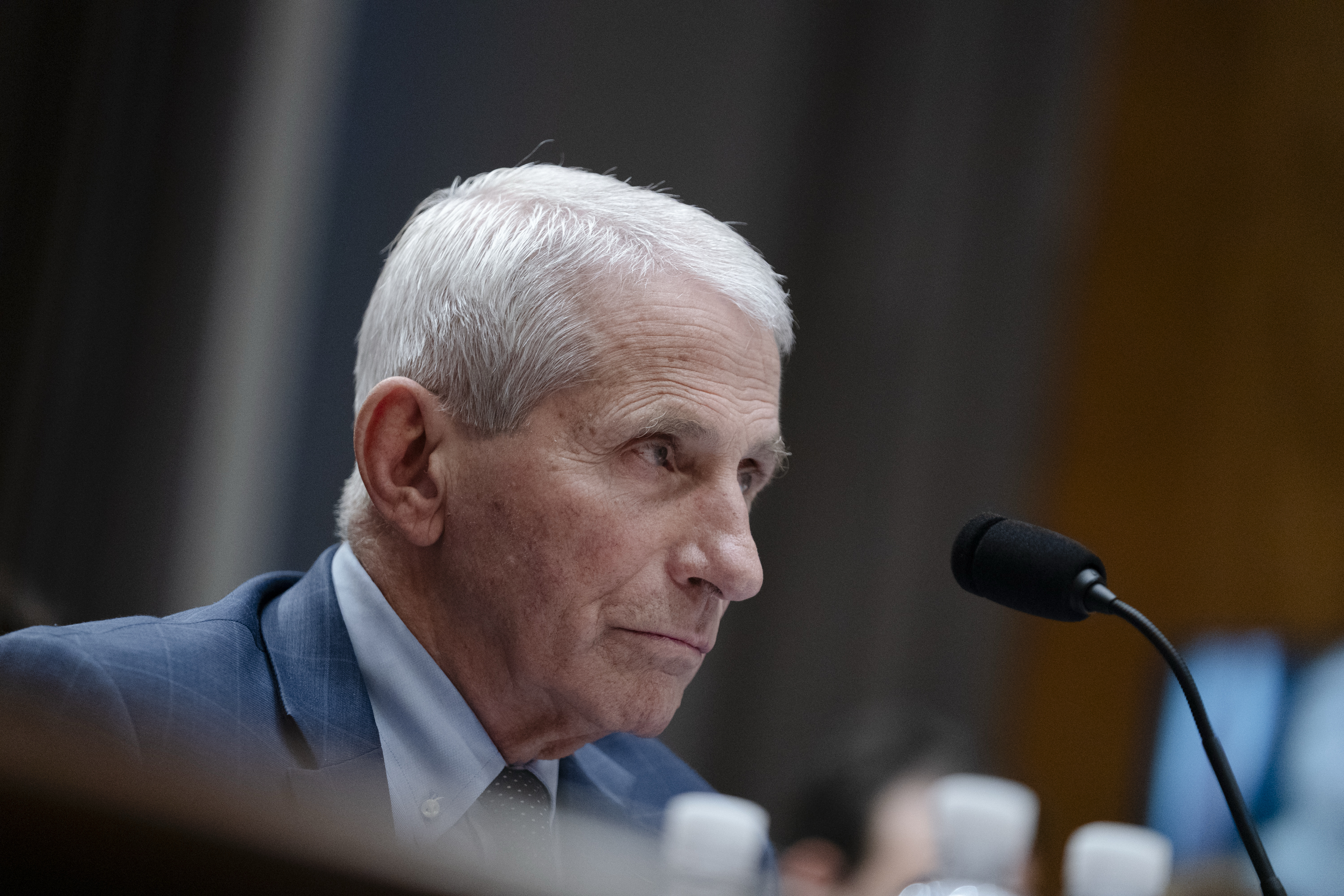Anthony S. Fauci, former director of the National Institute of Allergy and Infectious Diseases, appears at a congressional hearing on Wednesday, when he invoked his Fifth Amendment right over 100 times. (Maxine Wallace/The Washington Post)