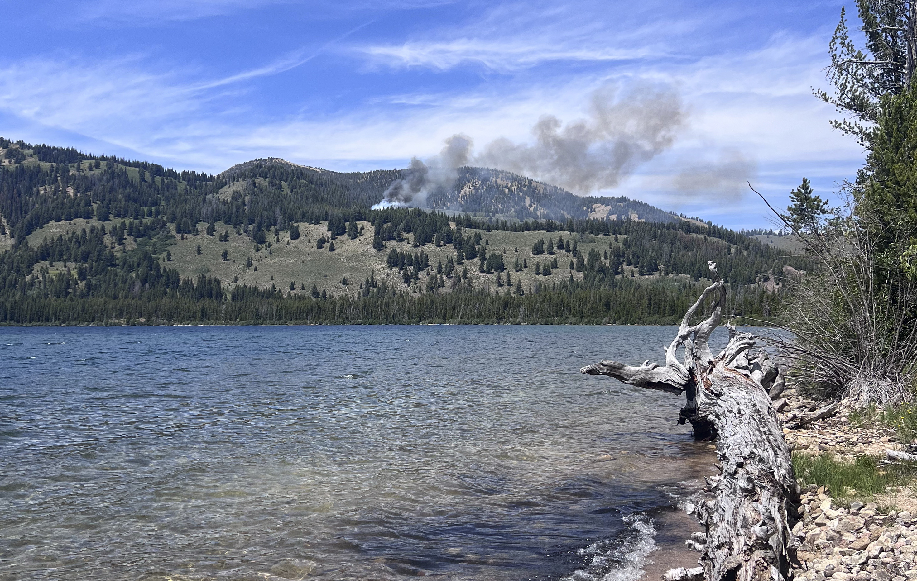 A view of the Cabin Creek Fire from Alturas Lake in Idaho. (Josh Johnson/Idaho Conservation League)