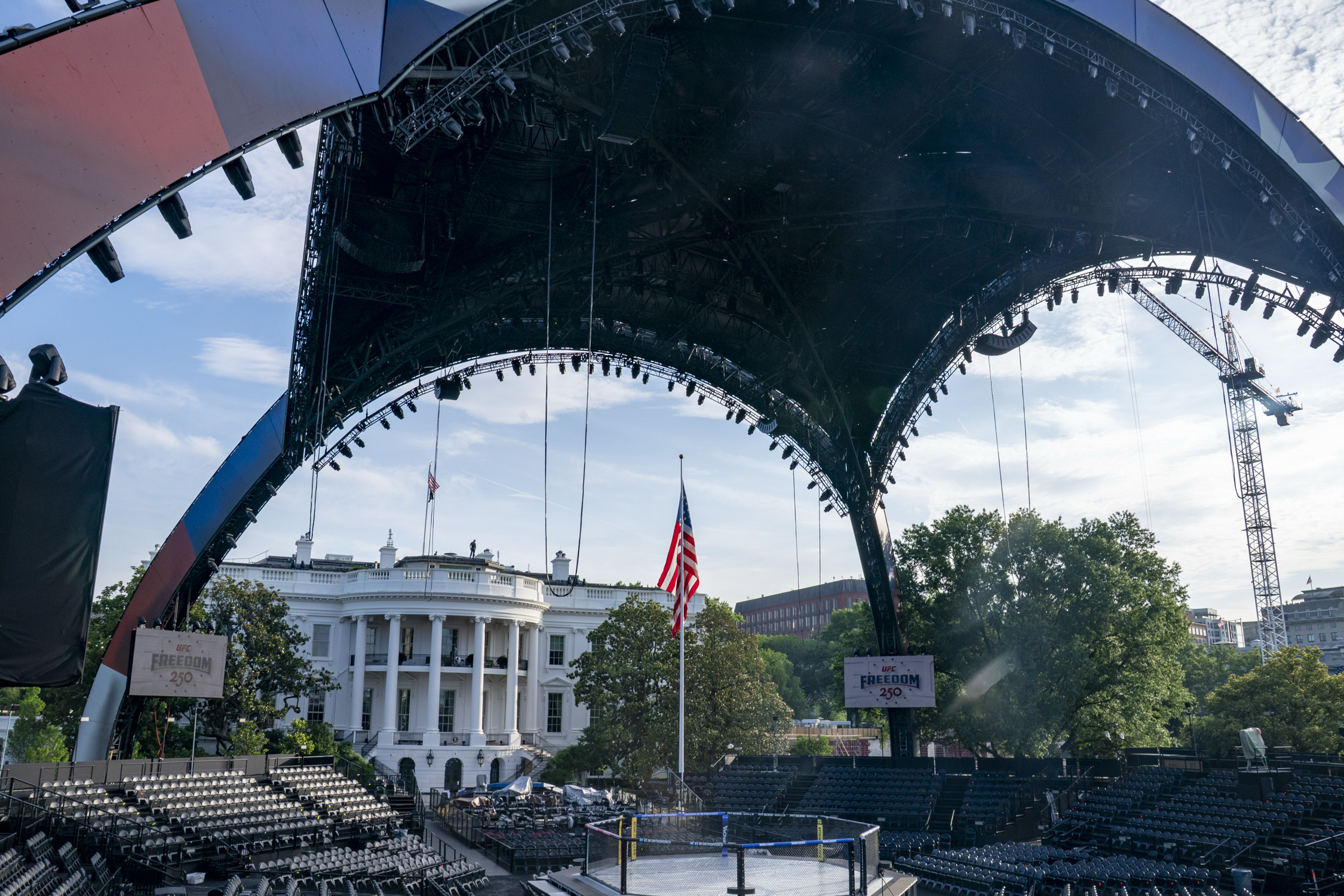 The UFC Octagon and “the Claw.” (Maxine Wallace/The Washington Post)