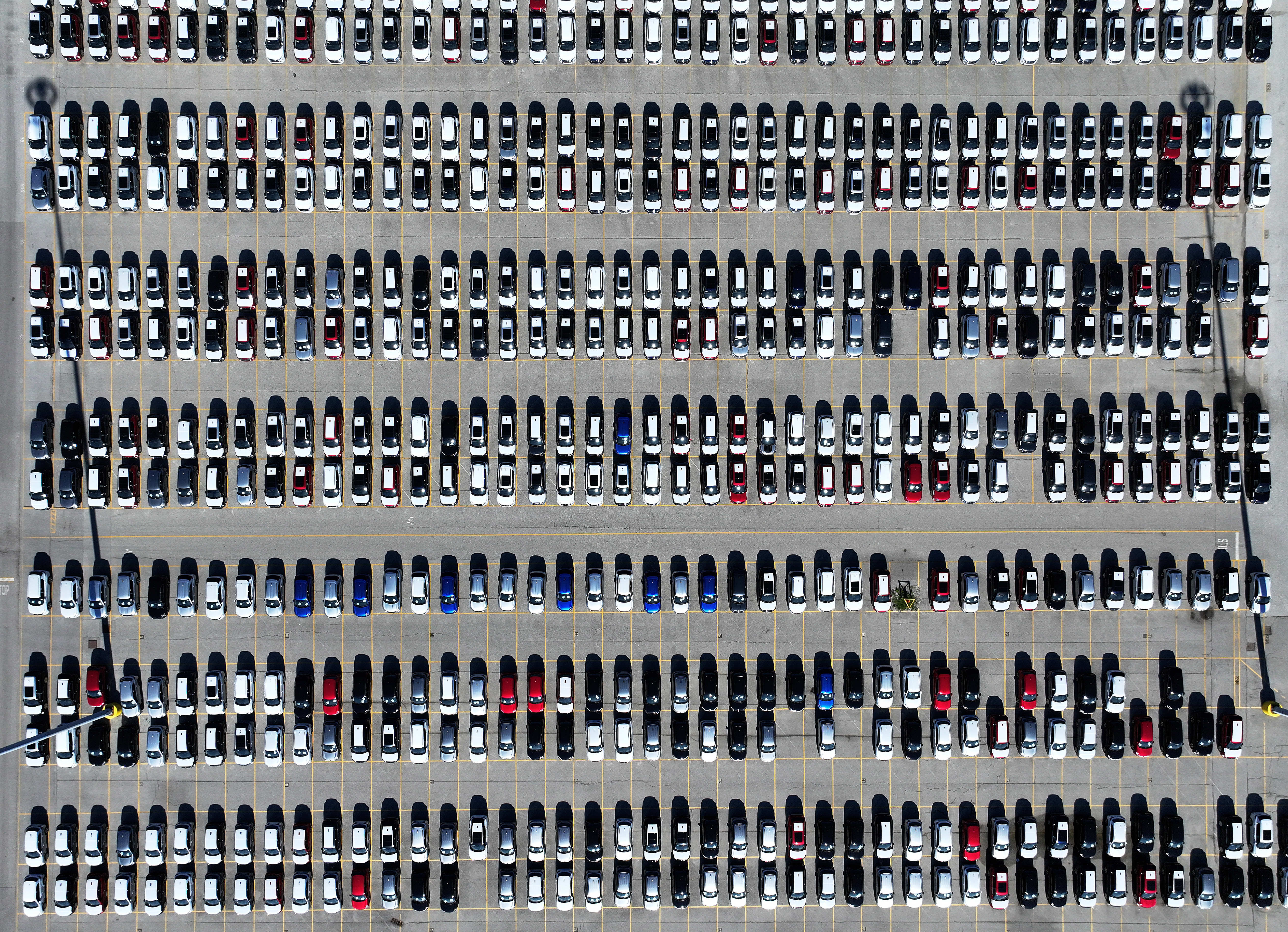 Automobiles at the Port of Baltimore's import lot in May 2025. (Win McNamee/Getty Images)