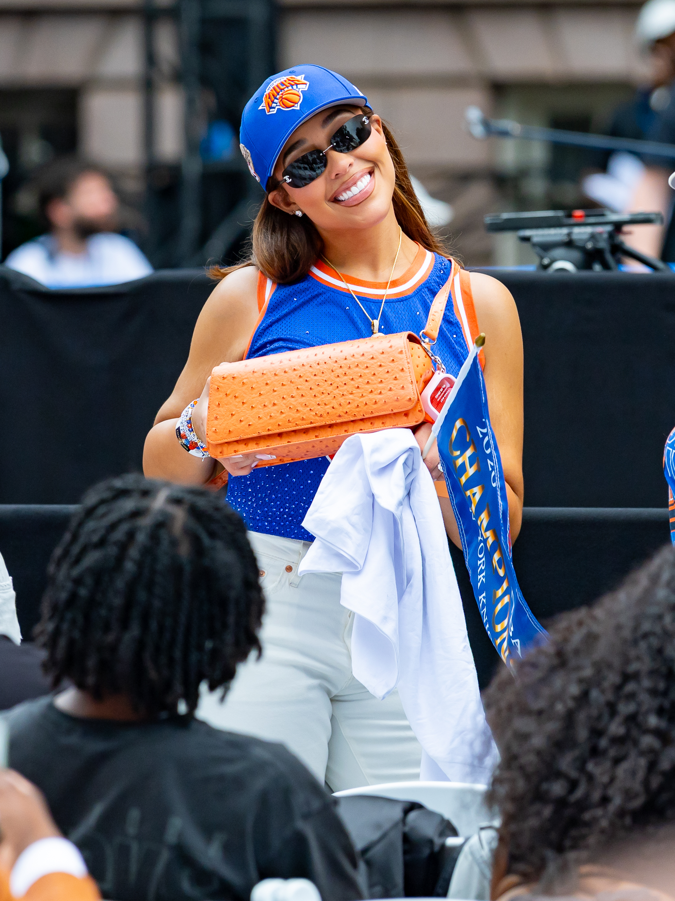 Jordyn Woods attends a championship celebration for the Knicks' NBA championship in New York on June 18. (The Hapa Blonde/Getty Images)