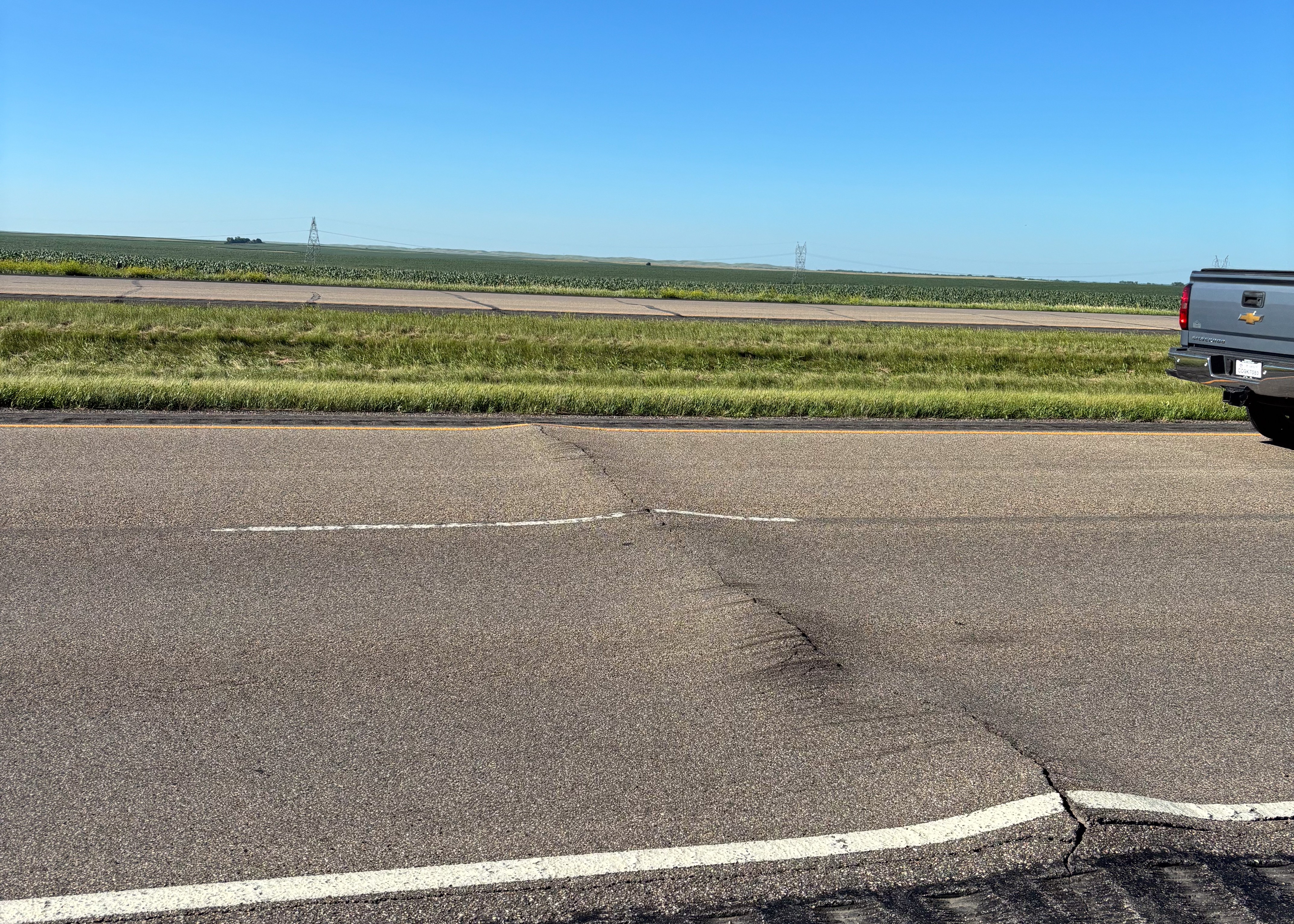 A pavement buckle on Interstate 94 in July near Steele, North Dakota. (North Dakota Highway Patrol)