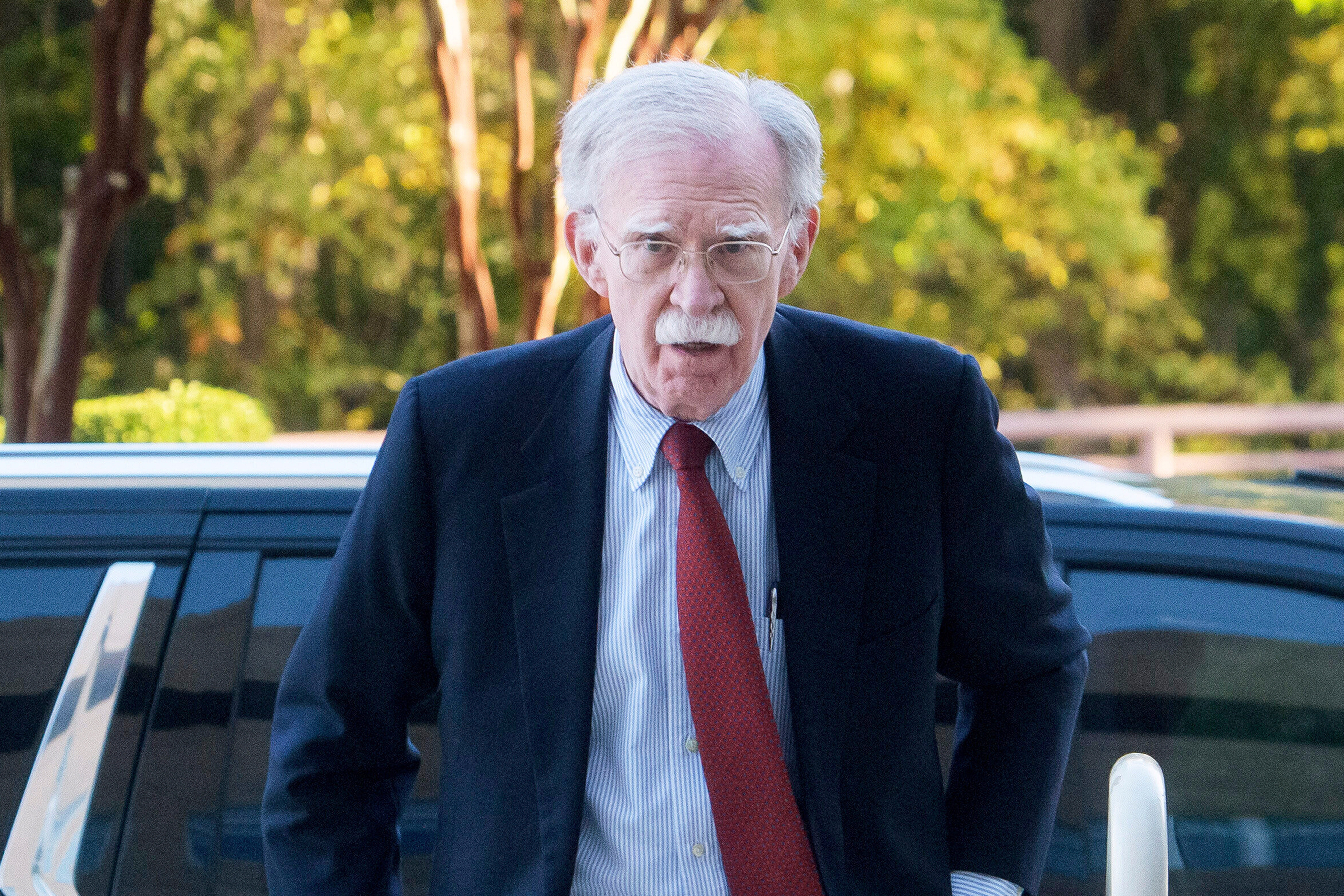 Former national security adviser John Bolton arrives for his arraignment at the federal courthouse in Greenbelt, Maryland, in October. (Rod Lamkey/AP)