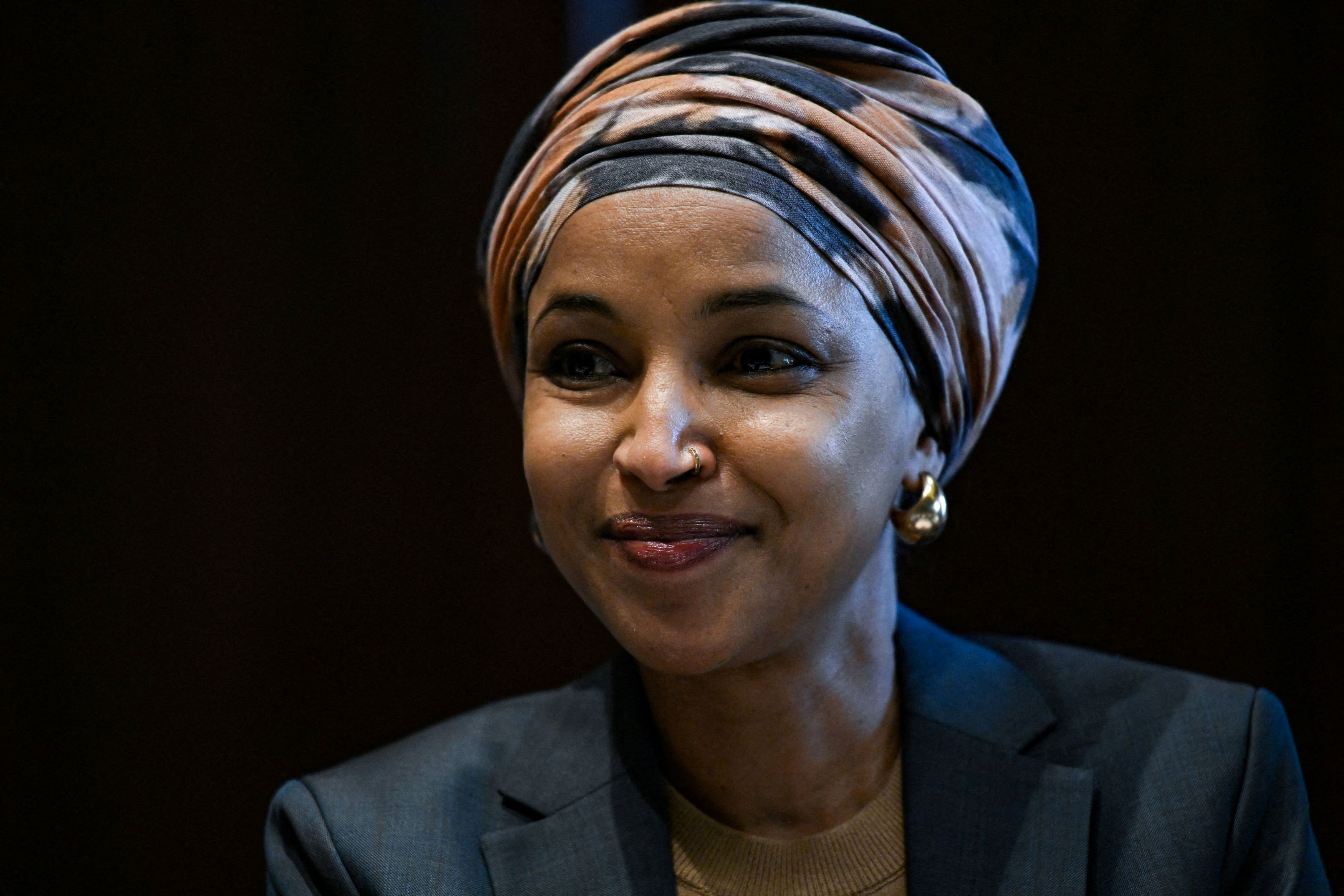 Rep. Ilhan Omar (D-Minnesota) speaks at a forum on Capitol Hill earlier this year. (Annabelle Gordon/Reuters)
