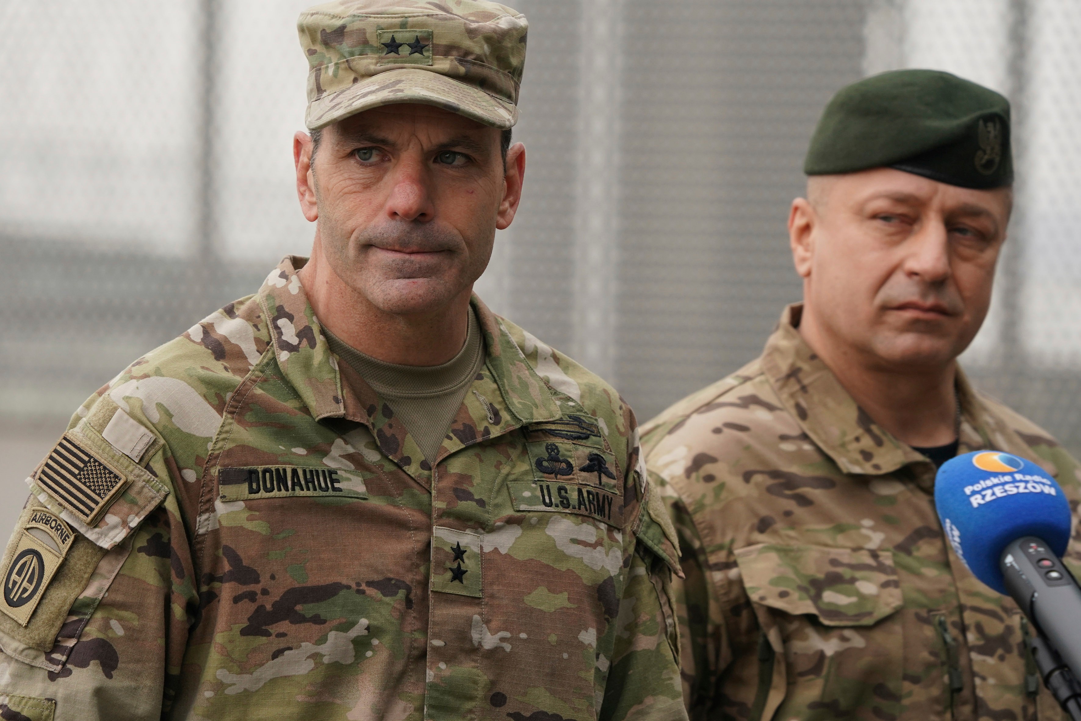 Gen. Christopher Donahue at a media event in Poland in 2022. (AP)
