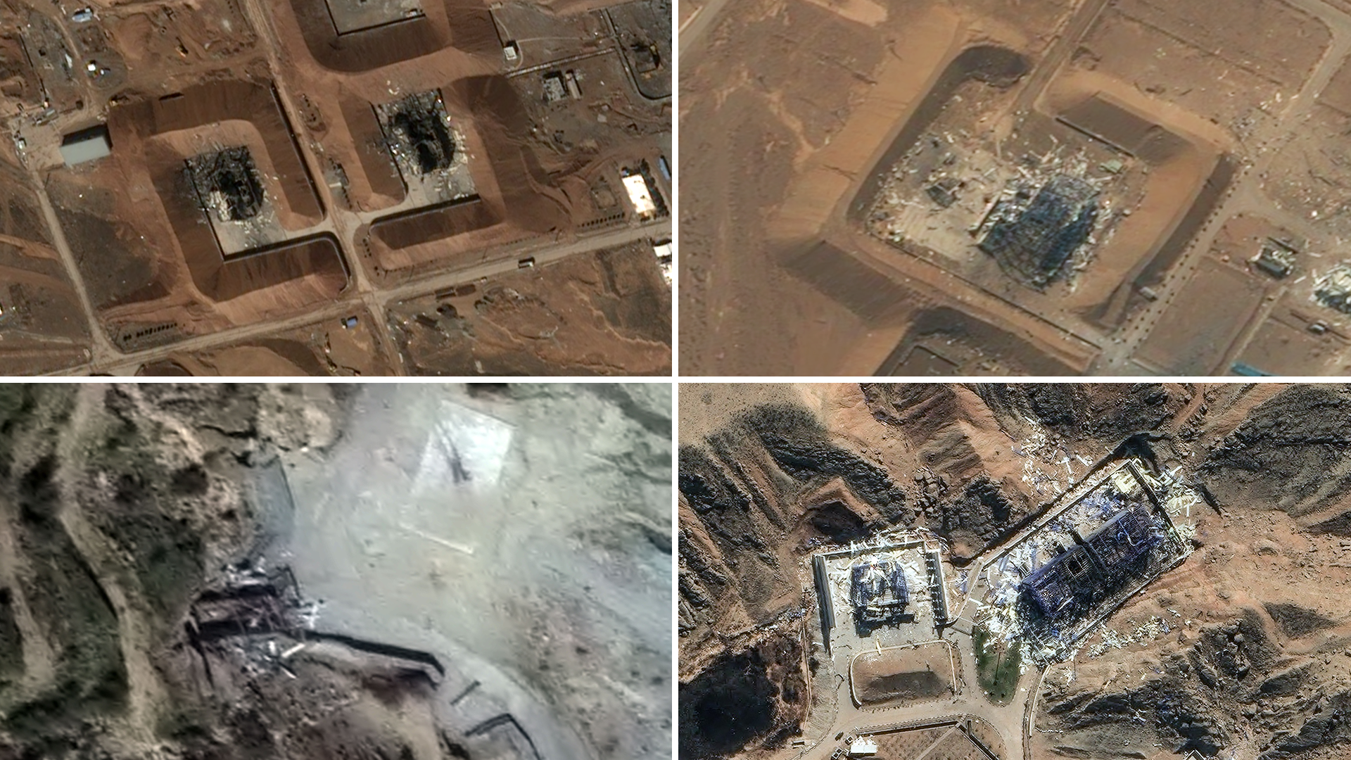 حملات هوایی آمریکا و اسرائیل به سازه‌ها و ورودی تونل‌ها در سایت‌های موشکی بالستیک ایران اصابت کرده است. بالا: Pléiades © CNES 2026، توزیع Airbus DS؛ پایین: Vantor