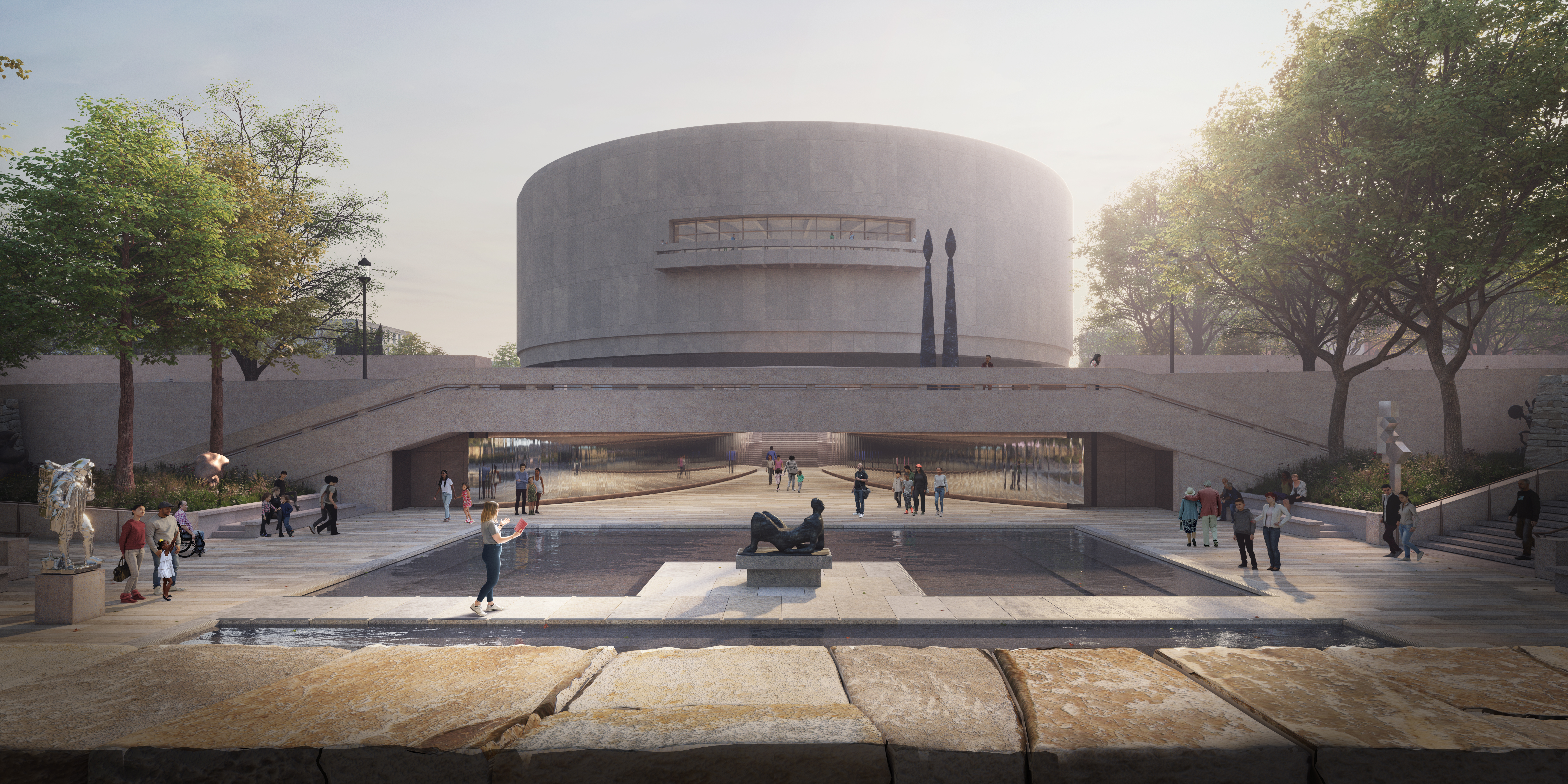 A design for the Hirshhorn Museum's new central garden includes an expanded water feature. (Hirshhorn Museum)