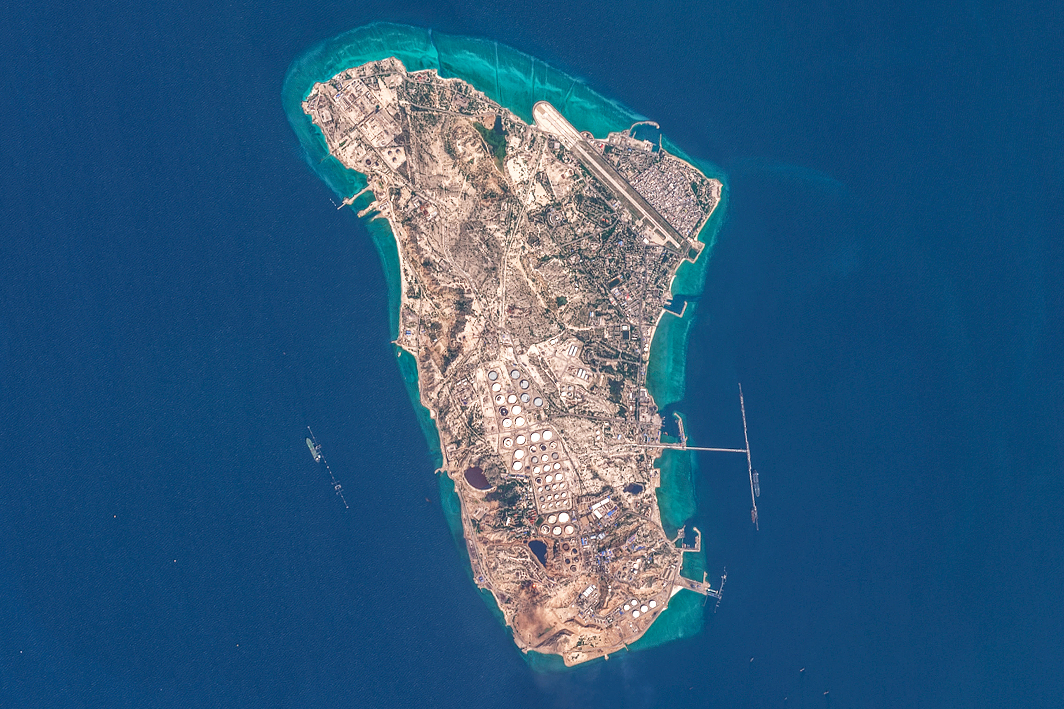 Kharg Island hosts Iran’s main crude export terminal. (European Space Agency/AFP/Getty Images)