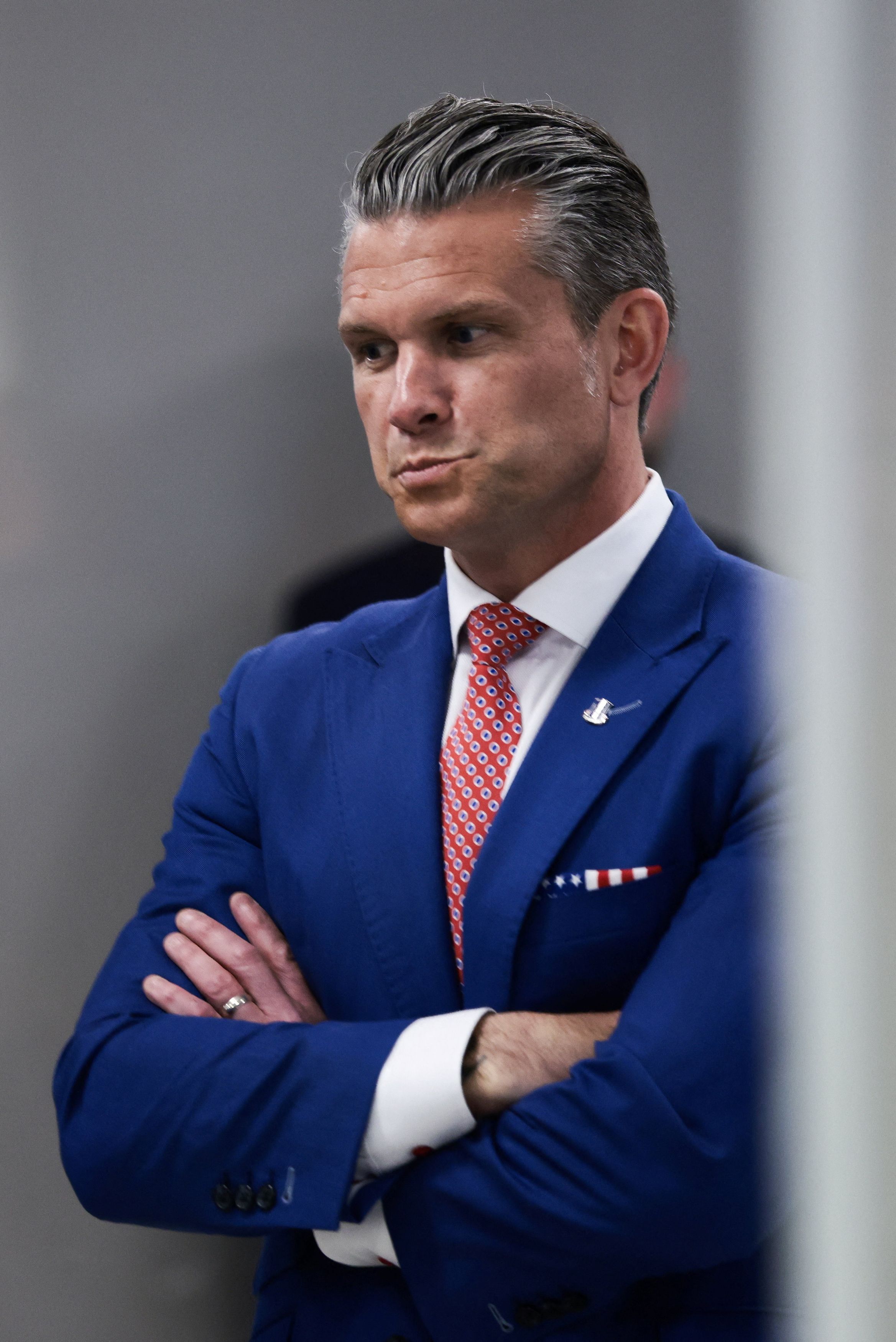 Secretary of Defense Pete Hegseth at the Pentagon on Wednesday. (Evelyn Hockstein/Reuters)