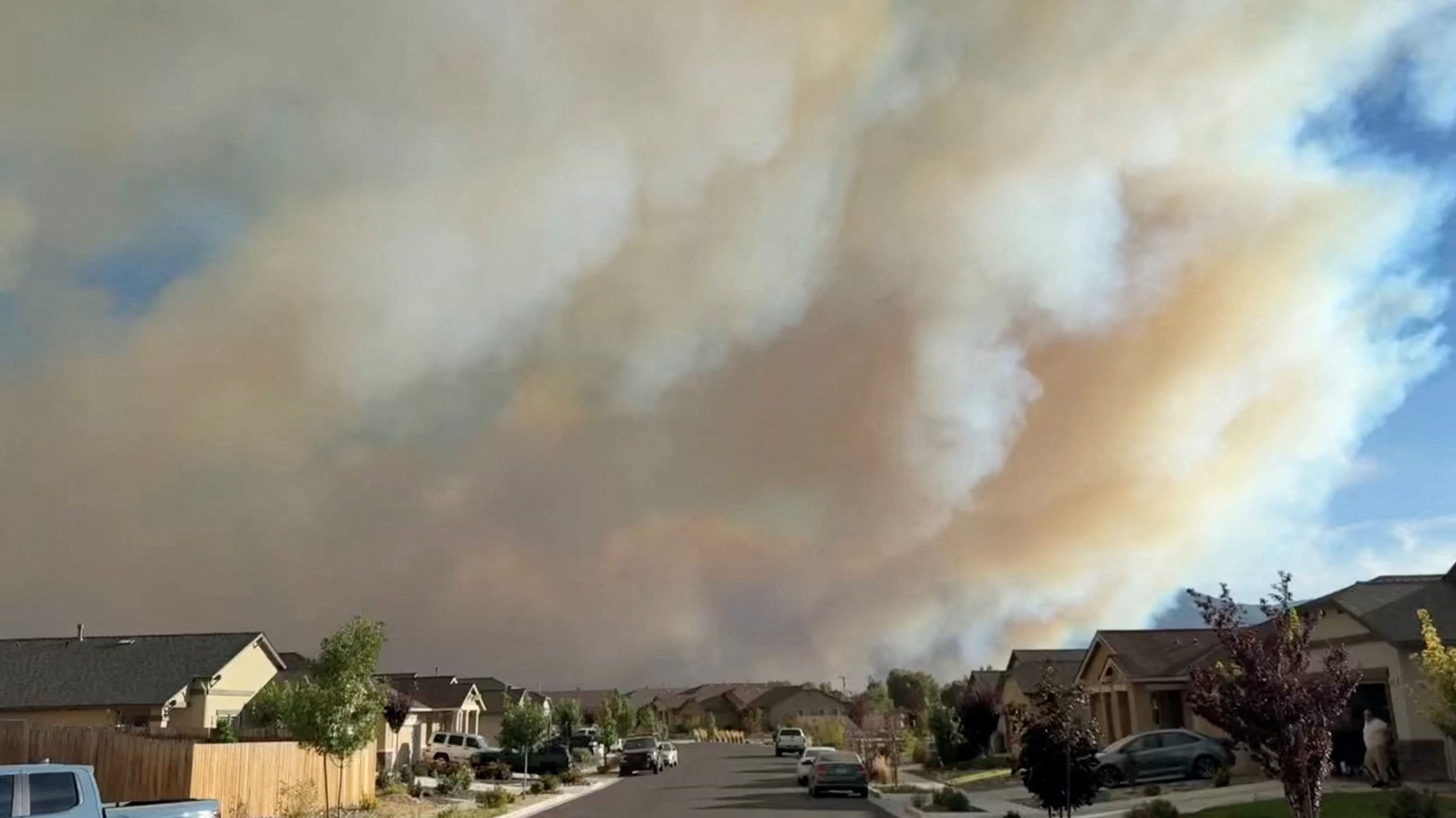 The Hawk Fire is seen in Reno in this screengrab taken from social media video. (Simon Jowitt via Reuters)