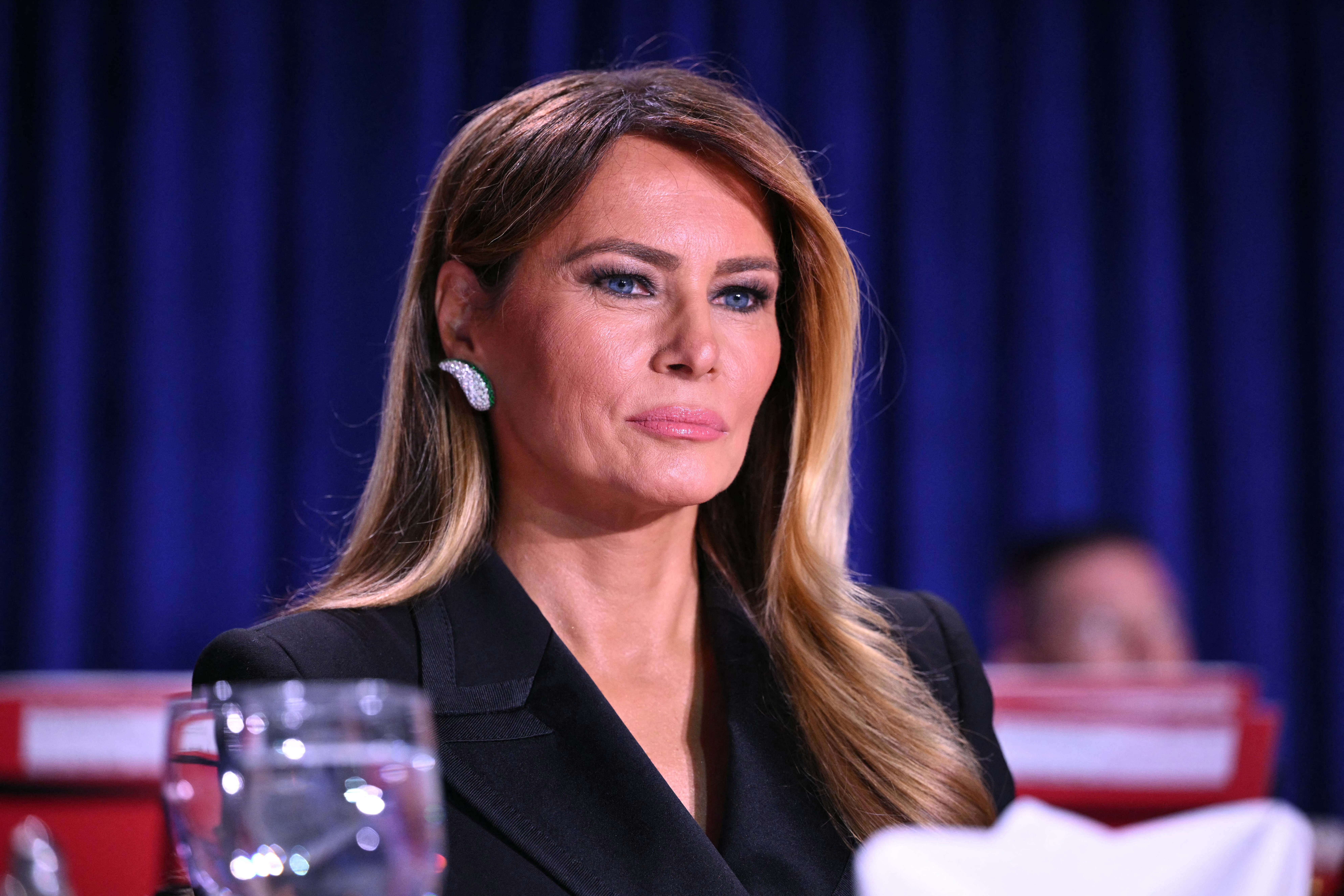 First lady Melania Trump attends the White House correspondents' dinner Saturday in Washington. (Mandel Ngan/AFP/Getty Images)