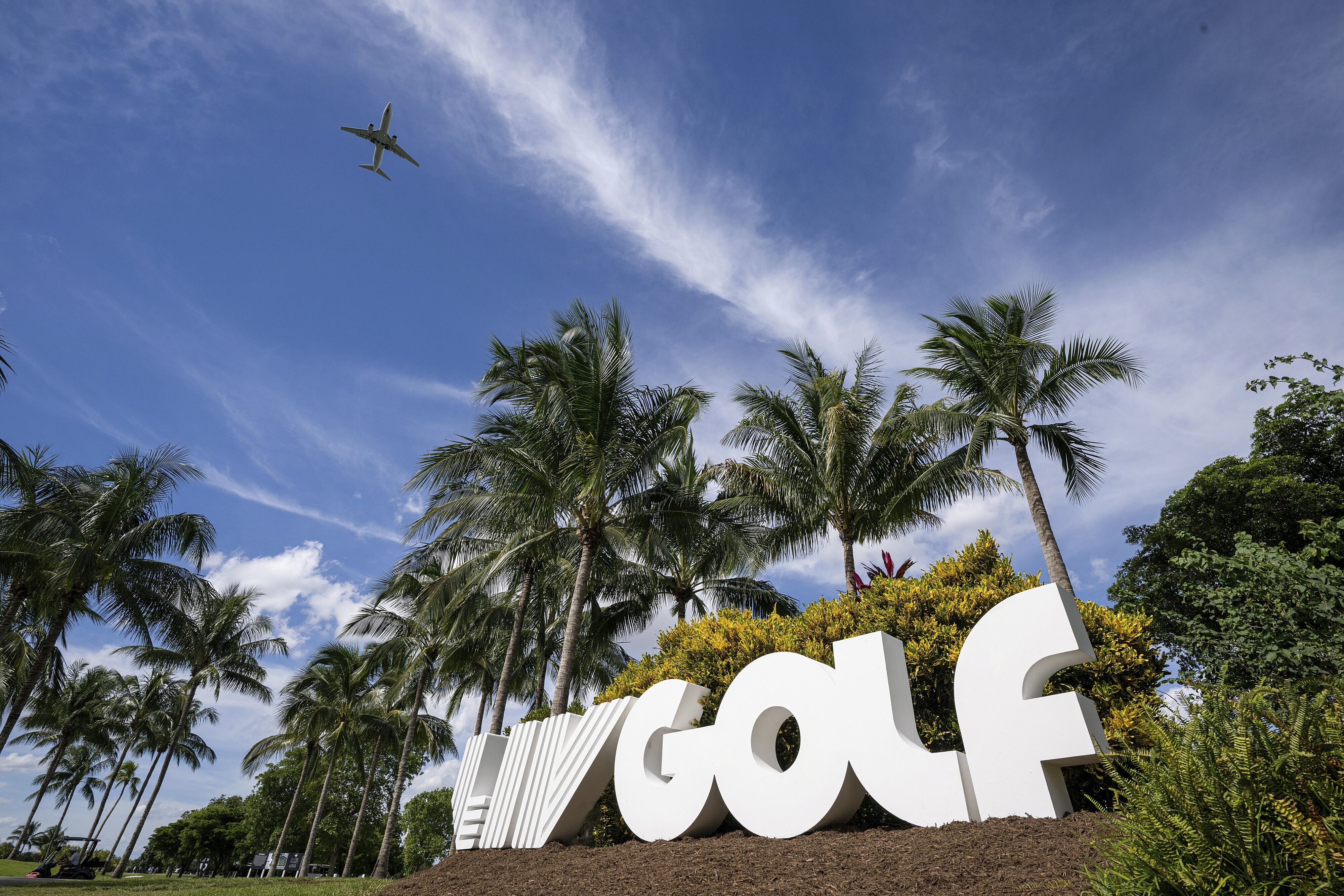 A LIV Golf sign outside Trump National Doral in 2023. (Charles Laberge/LIV Golf/AP)