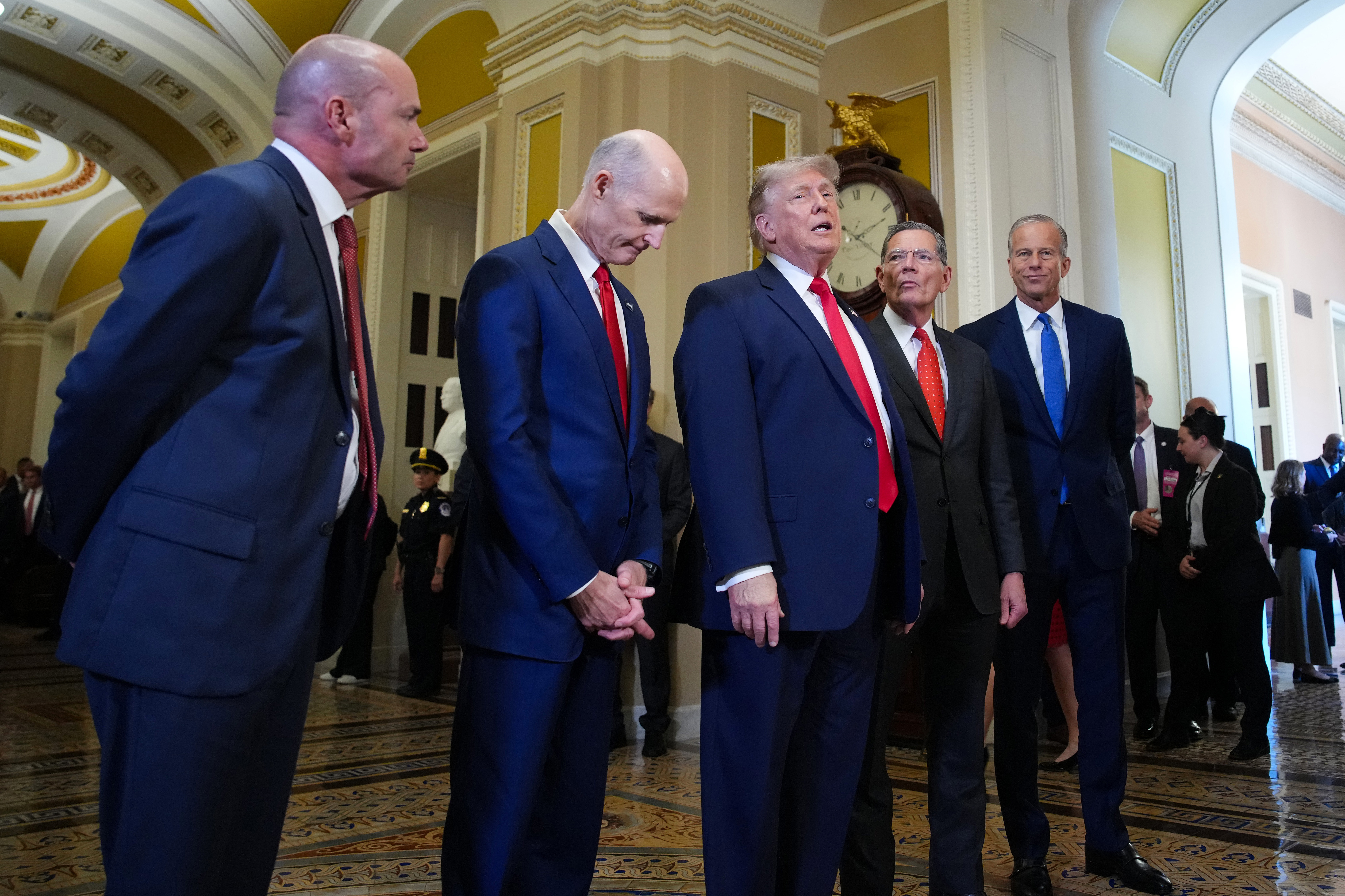 President Donald Trump visits the U.S. Capitol last month to attend a closed-door luncheon with Senate Republicans. (Andrew Harnik/Getty Images)