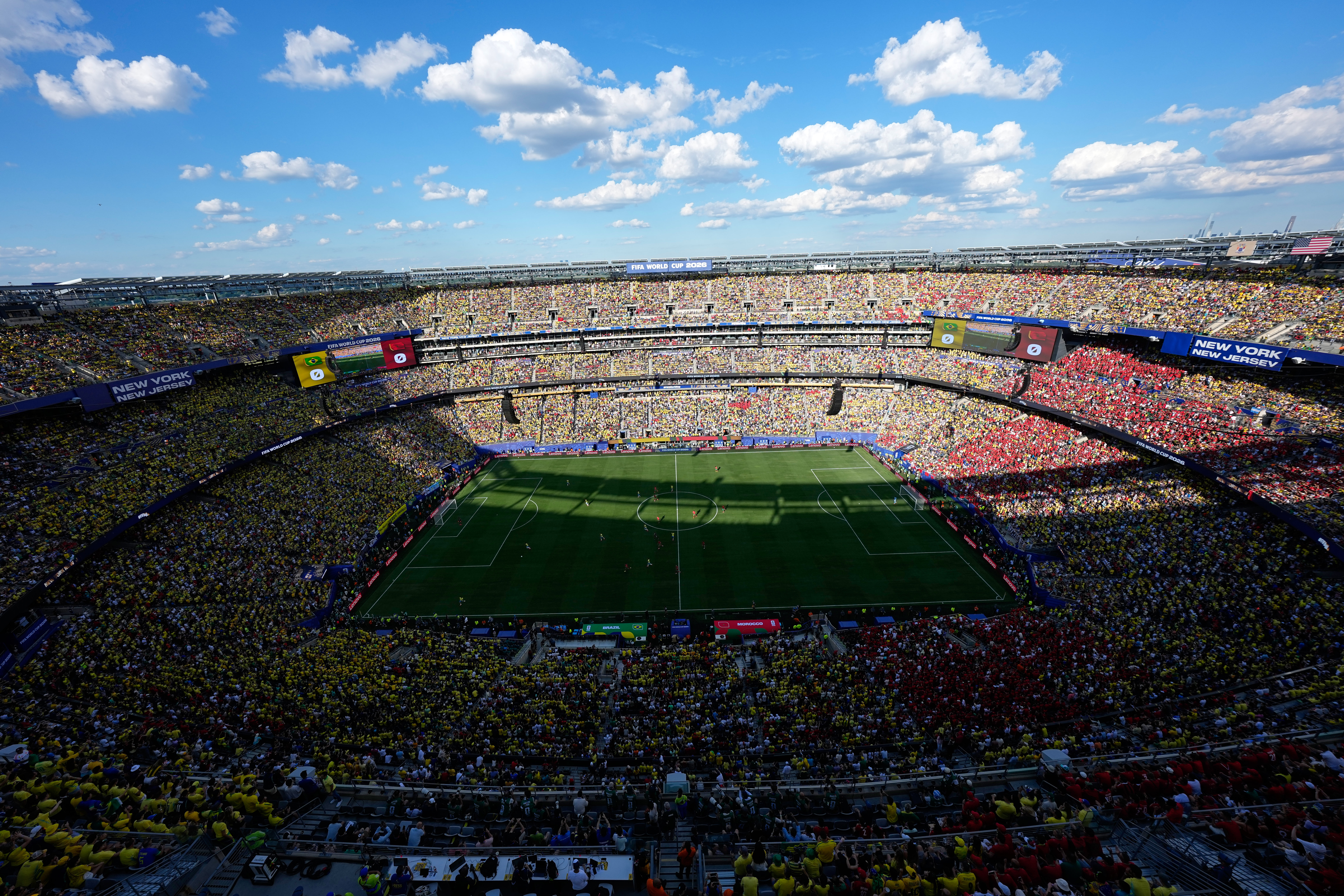 Justin Bieber, Shakira, BTS and Madonna are expected to be among the performers during halftime of the World Cup final Sunday in East Rutherford, New Jersey. (Matt Slocum/AP)