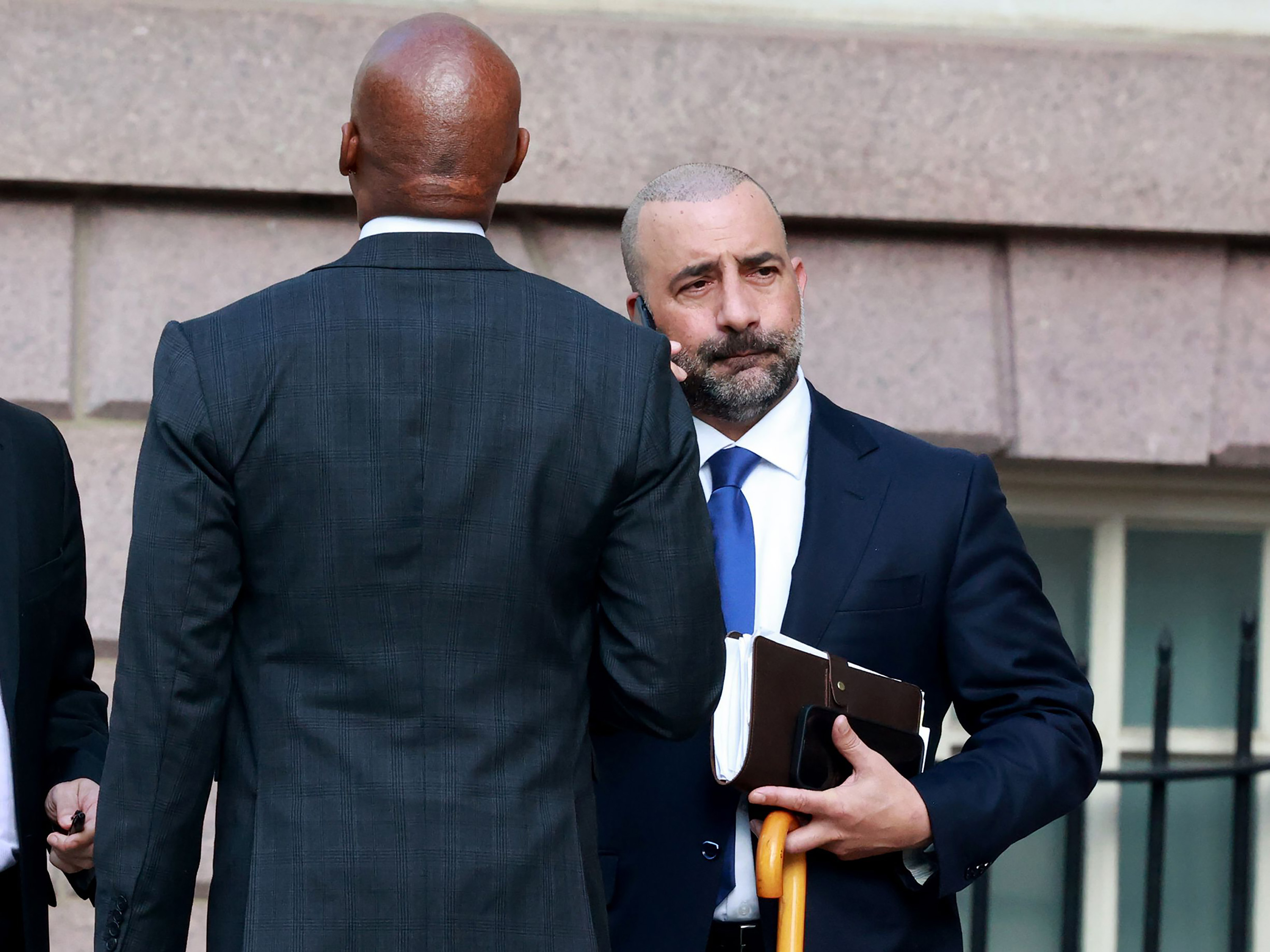 New York Mayor Eric Adams with Frank Carone, right, in 2022. (Luiz C. Ribeiro/New York Daily News/Tribune News Service/Getty Images)