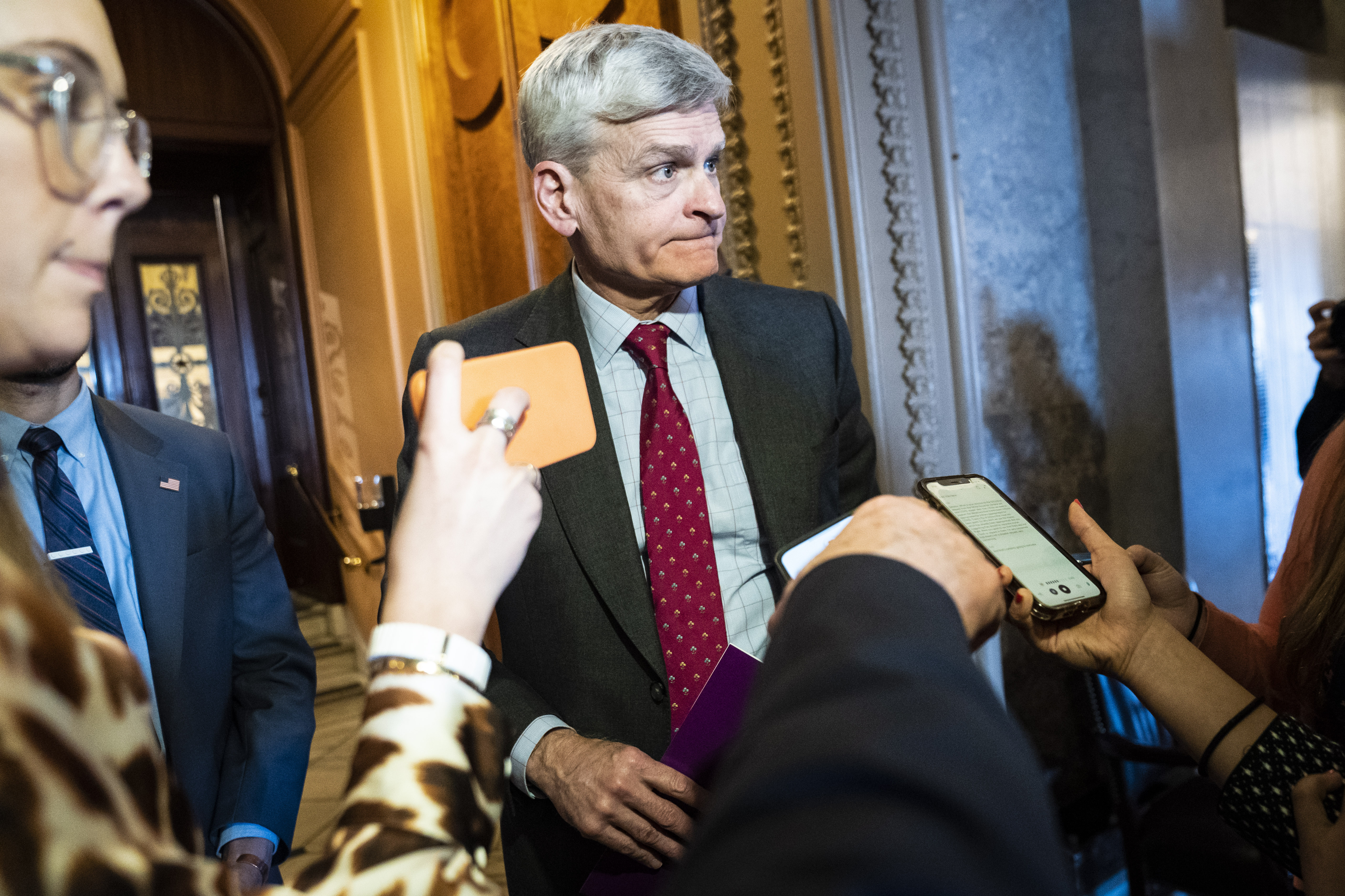 Sen. Bill Cassidy (R-Louisiana) walks to a vote on Capitol Hill in March. (Jabin Botsford/The Washington Post)