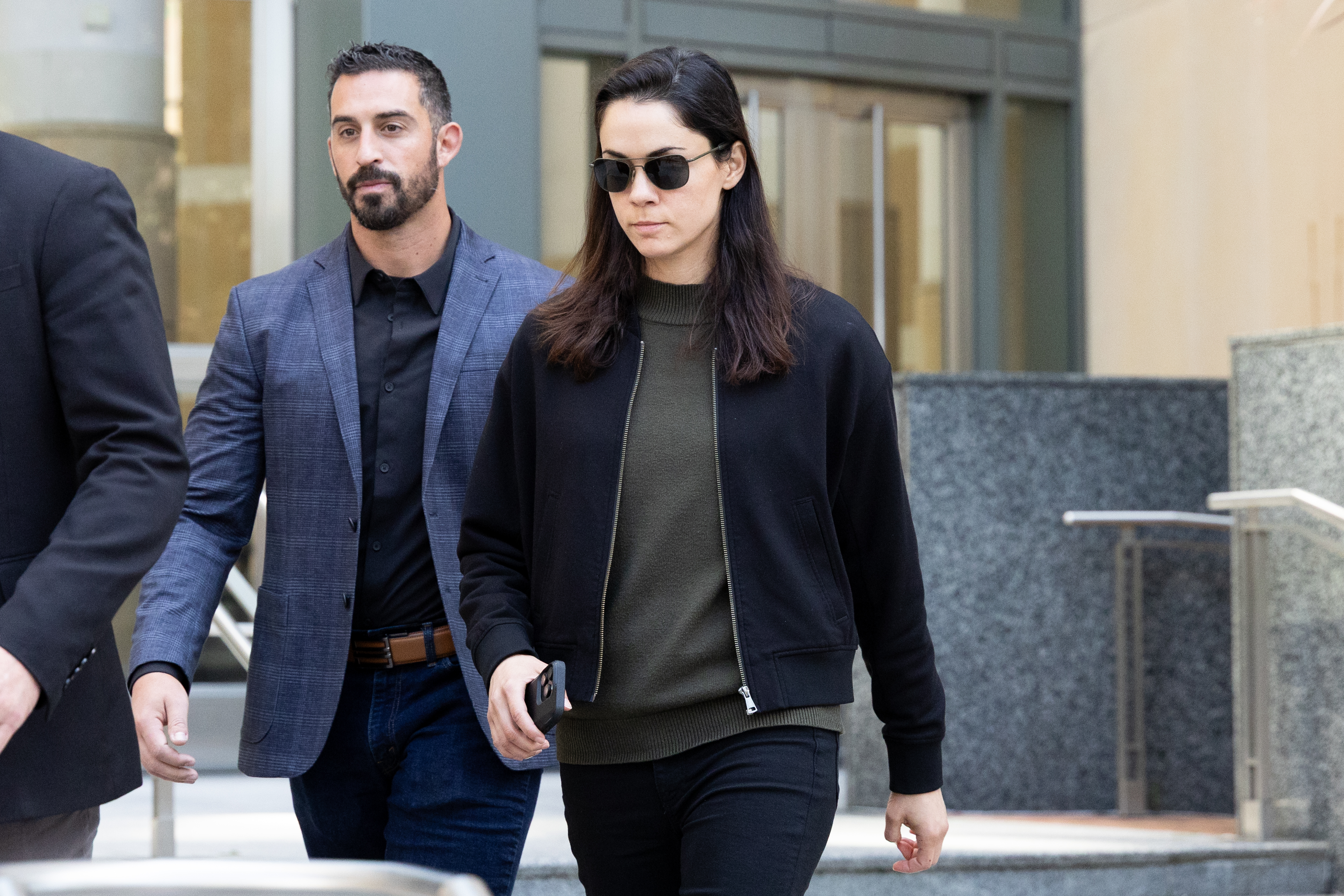 Shivon Zilis, a former OpenAI board member who has four children with Elon Musk, departs court in Oakland, California, on Wednesday. (Benjamin Fanjoy/Getty Images)