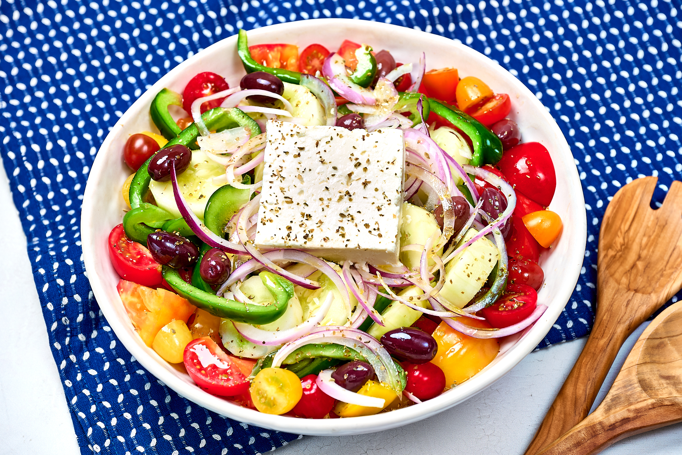 Classic Greek salad. (Peggy Cormary/For The Washington Post; food styling by Lisa Cherkasky)