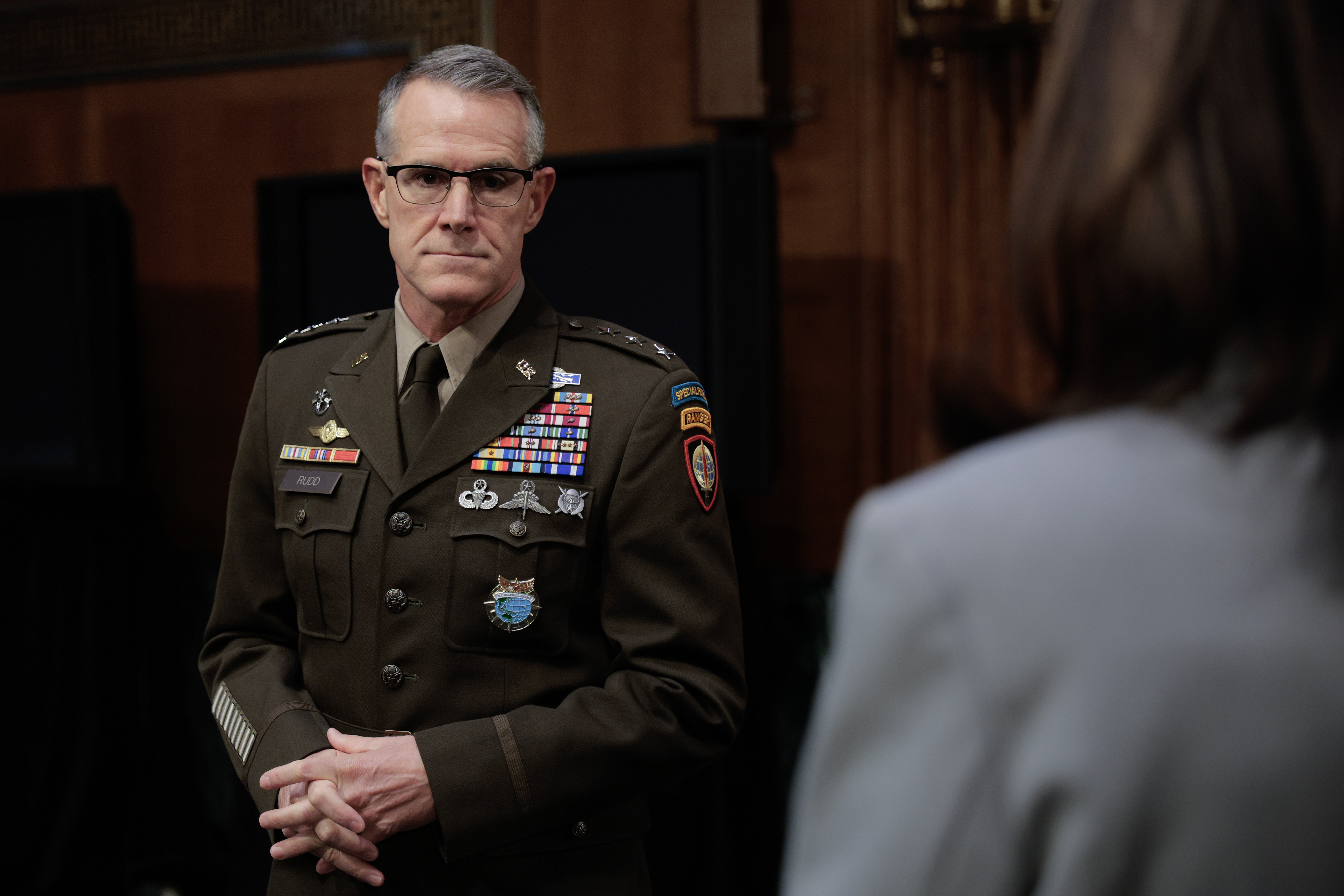 Lt. Gen. Joshua Rudd prepares to testify before the Senate Intelligence Committee in January. (Chip Somodevilla/Getty Images)