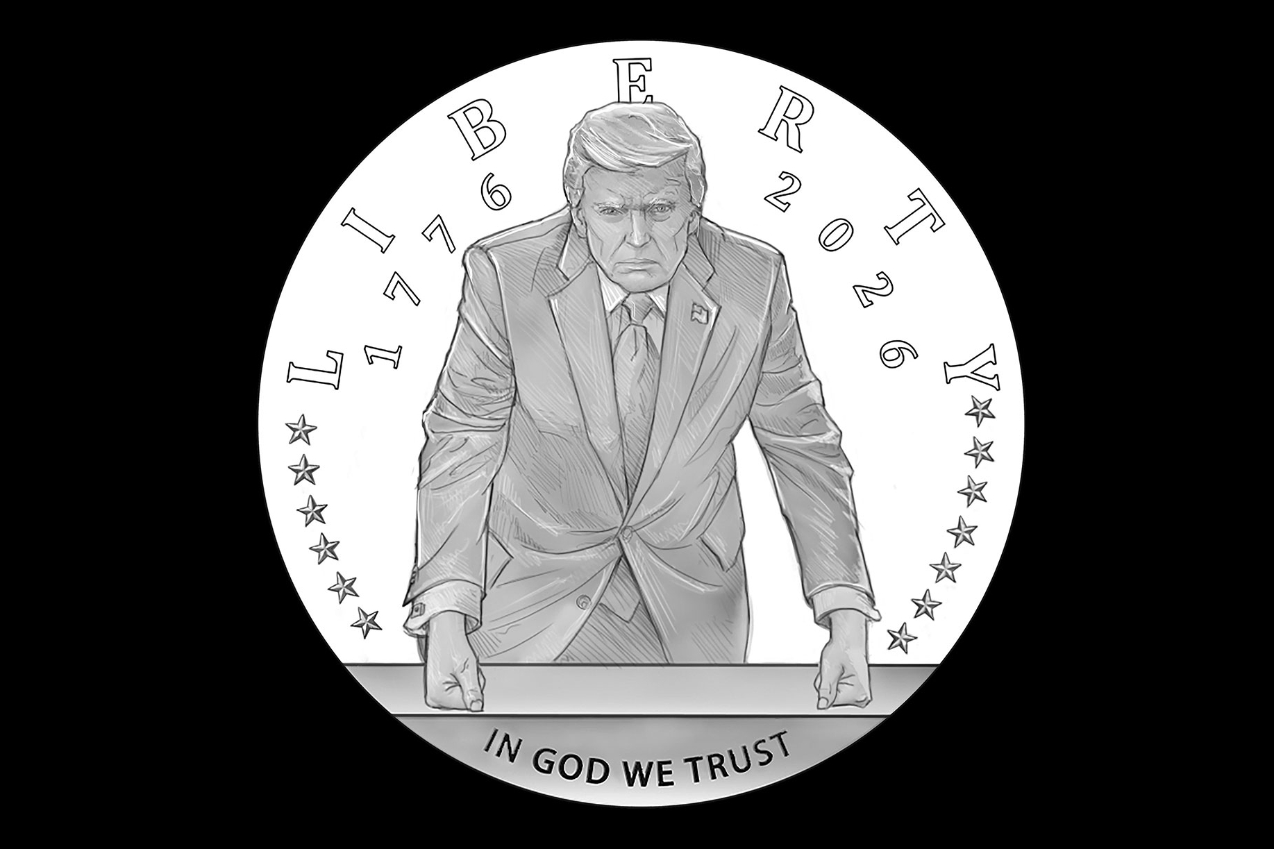 WASHINGTON, D.C., MARCH 18: Proposed designs for a gold coin featuring a bald eagle on one side and President Donald Trump on the other were posted online by the U.S. Treasury (U.S. Treasury)