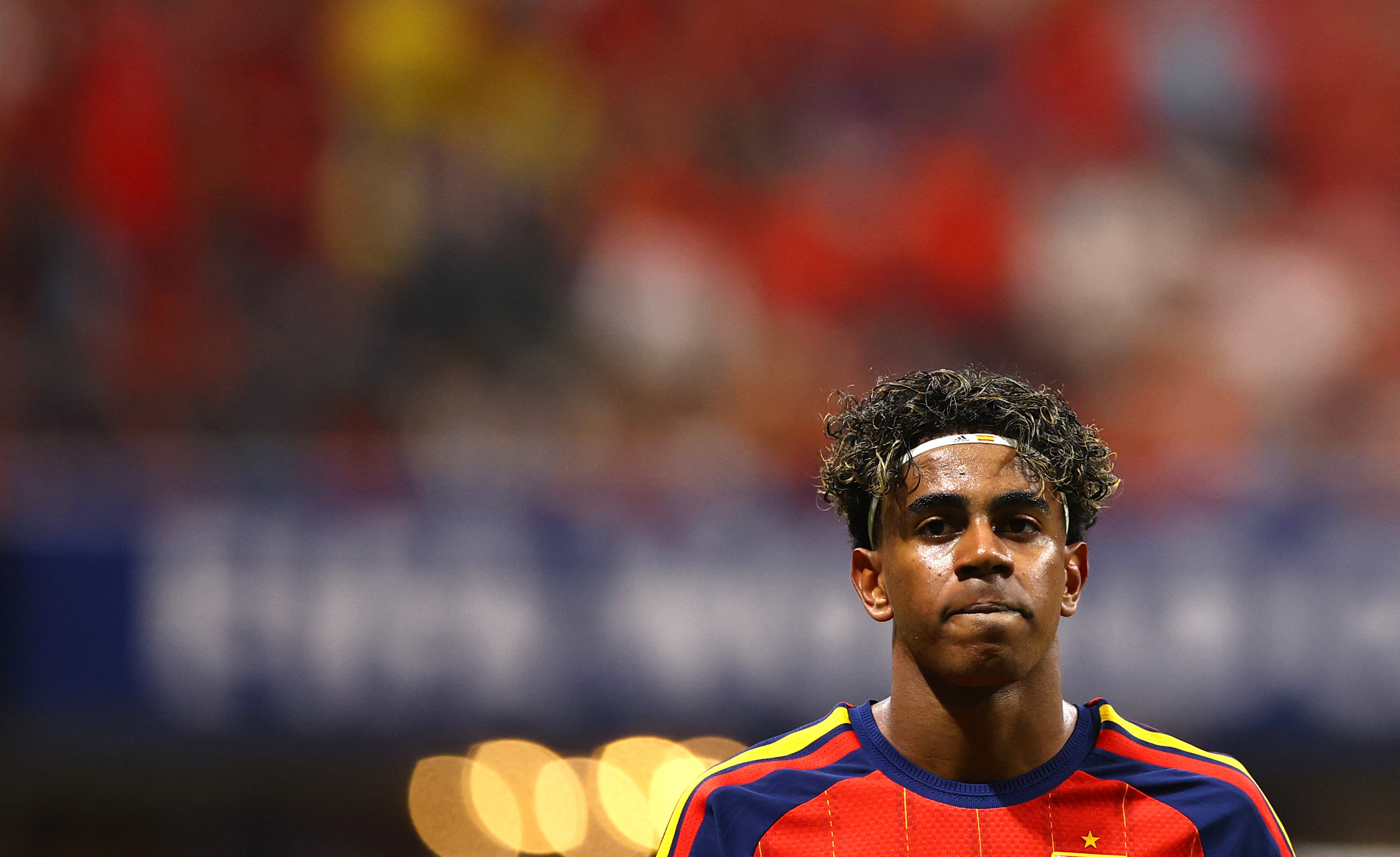 Lamine Yamal, in Atlanta on Sunday, is the biggest star on Spain's national team. (Claudia Greco/Reuters)
