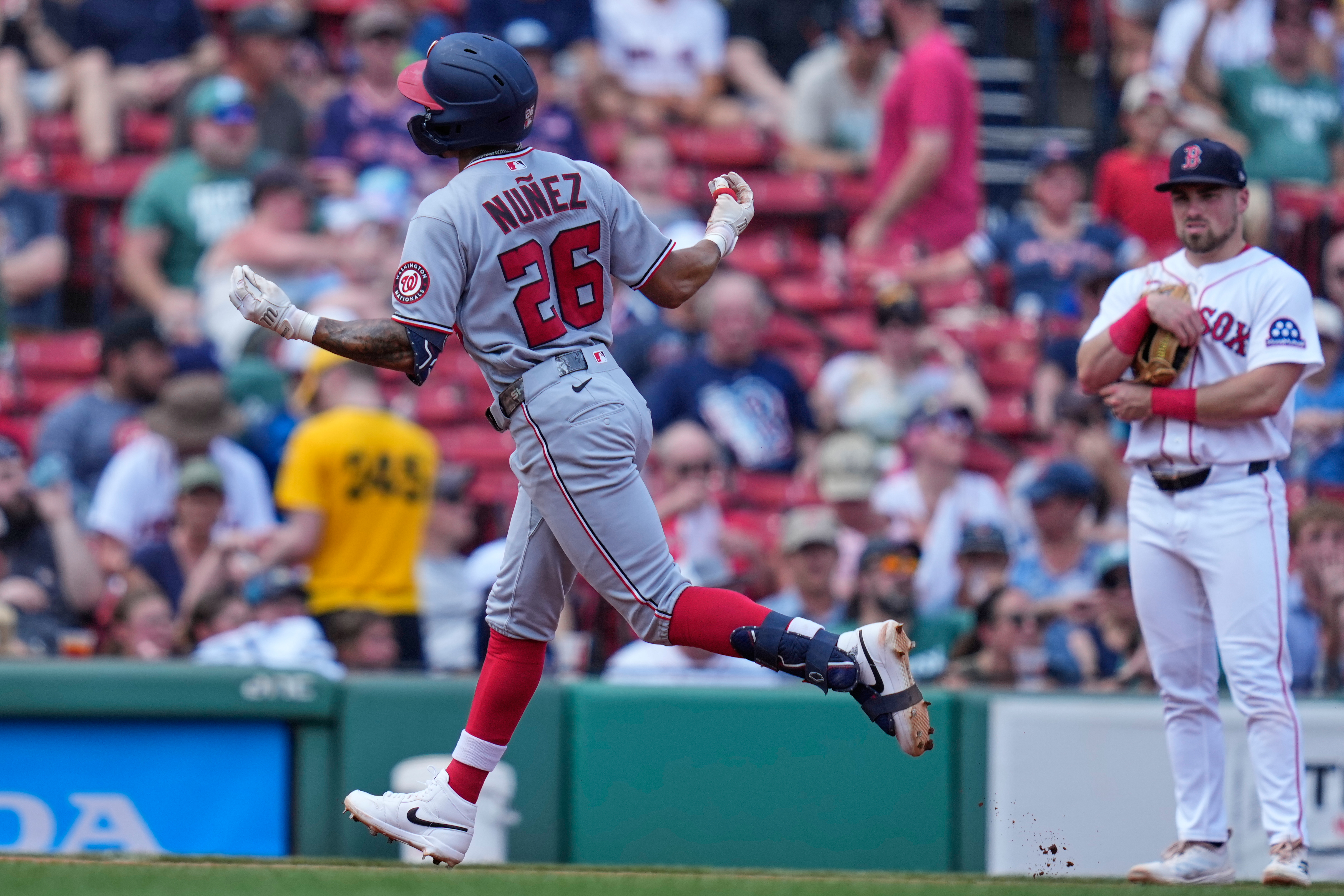 Washington's Nasim Nuñez cracked a 372-foot solo home run in the fourth inning Wednesday. (Charles Krupa/Ap Photo/Charles Krupa)