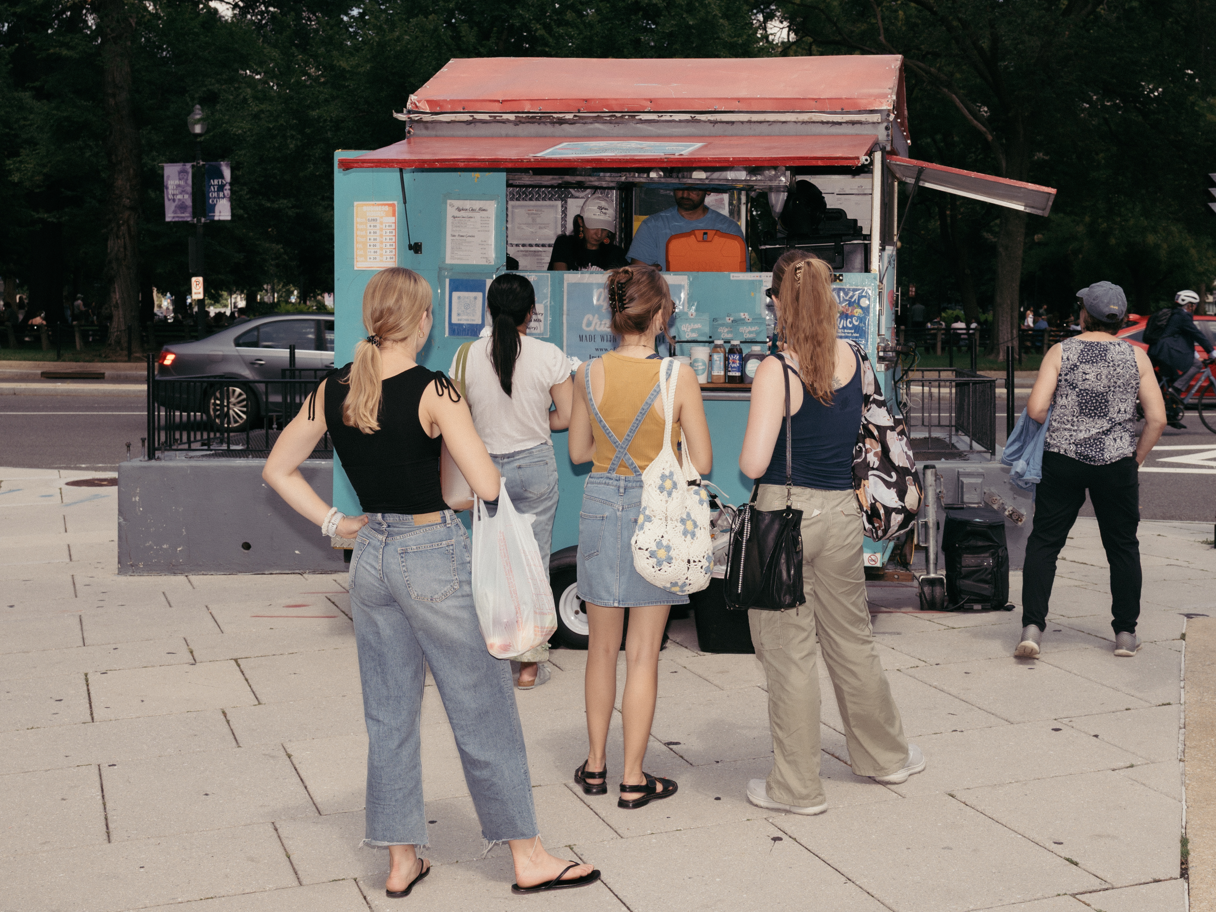 The Afghan Chai cart sets up outside the Dupont Circle Metro station. (Photos by Caroline Gutman/For The Washington Post)