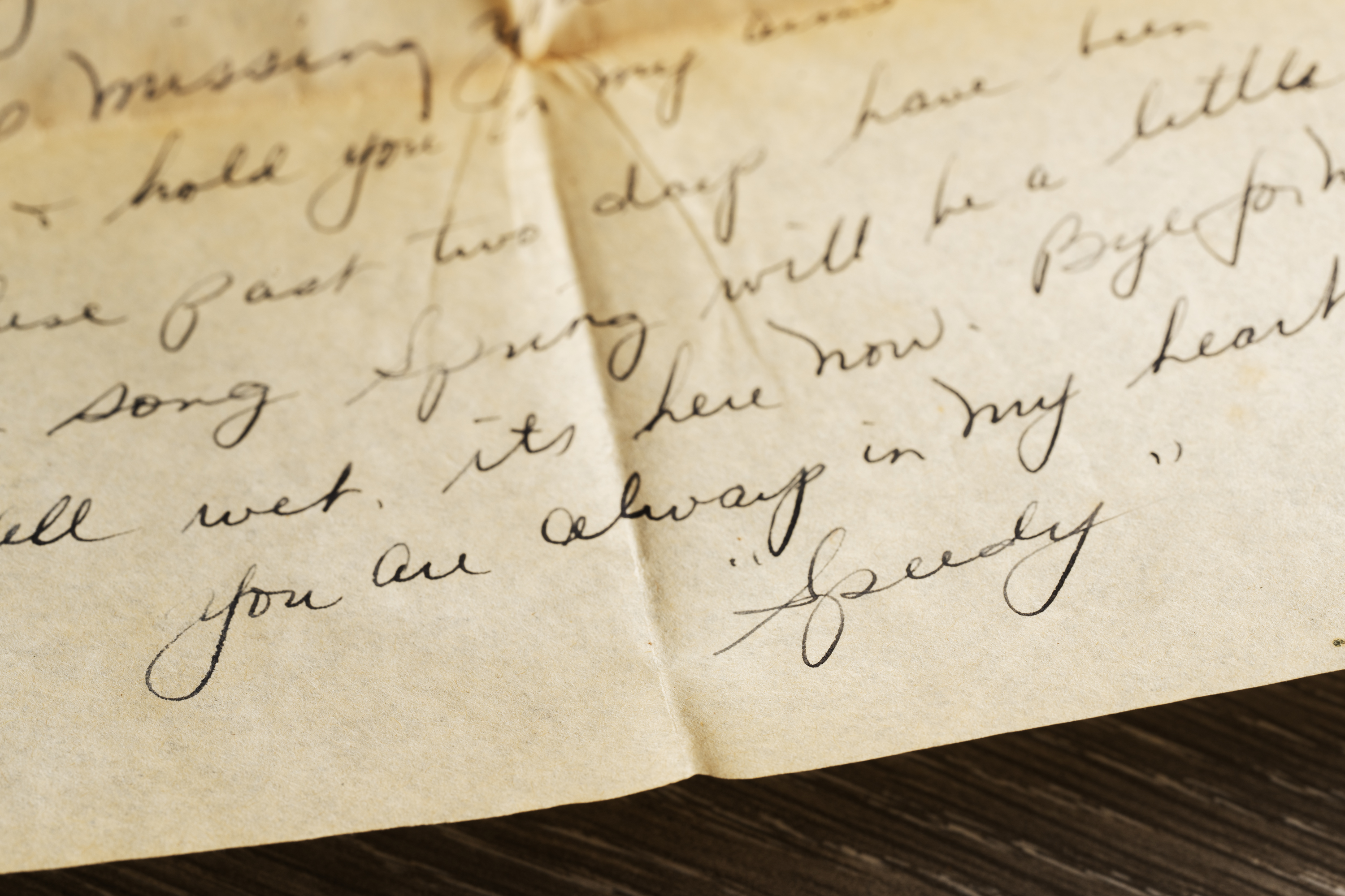 A letter from soldier Louis “Speedy” Weber to his wife, Frances, at United Service Organizations headquarters in Arlington, Virginia. (Craig Hudson/For The Washington Post)