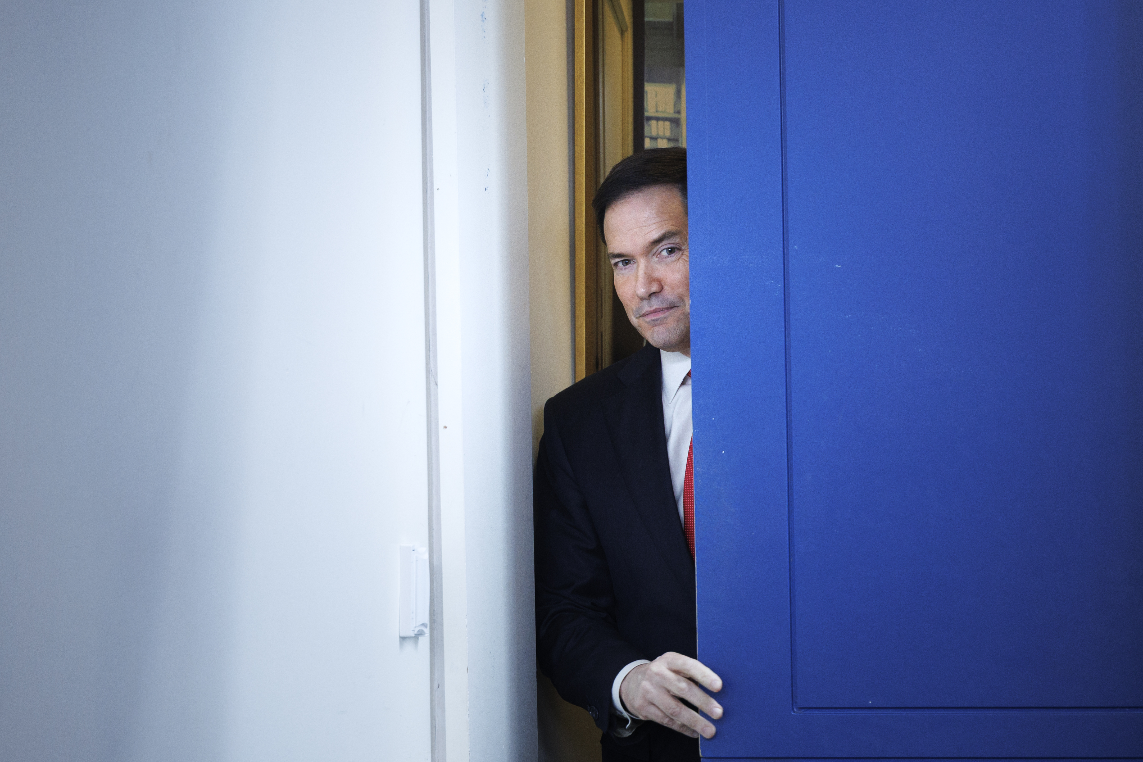 Secretary of State Marco Rubio is shown before speaking at the White House Press Briefing on Tuesday. (Tom Brenner/For the Washington Post )