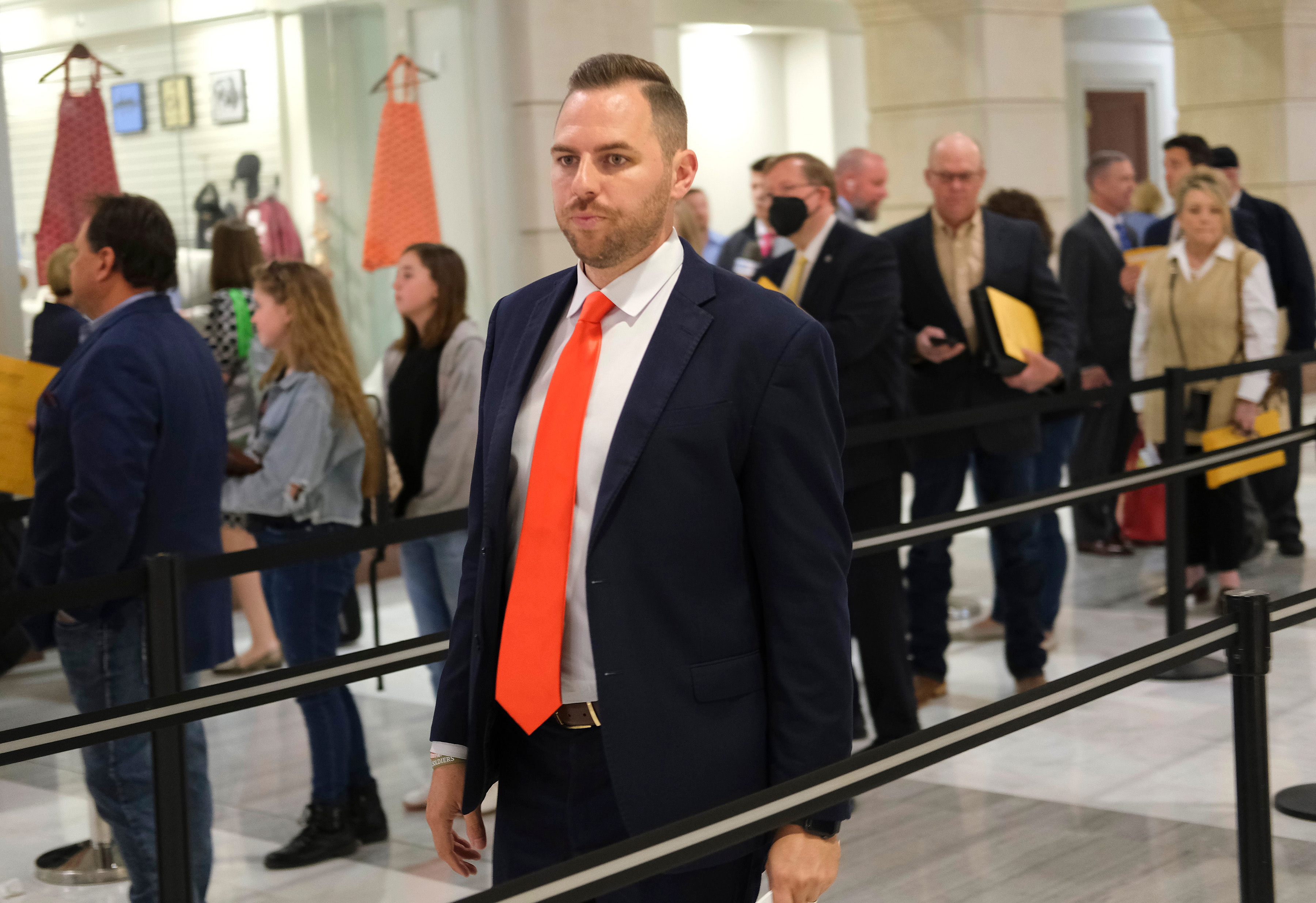 Jackson Lahmeyer in 2022. In a statement this week, he admitted to “crossing a boundary line through text messaging” but otherwise disputed what he called a “distorted story from a British Tabloid.” (Doug Hoke/Oklahoman/USA Today Network)