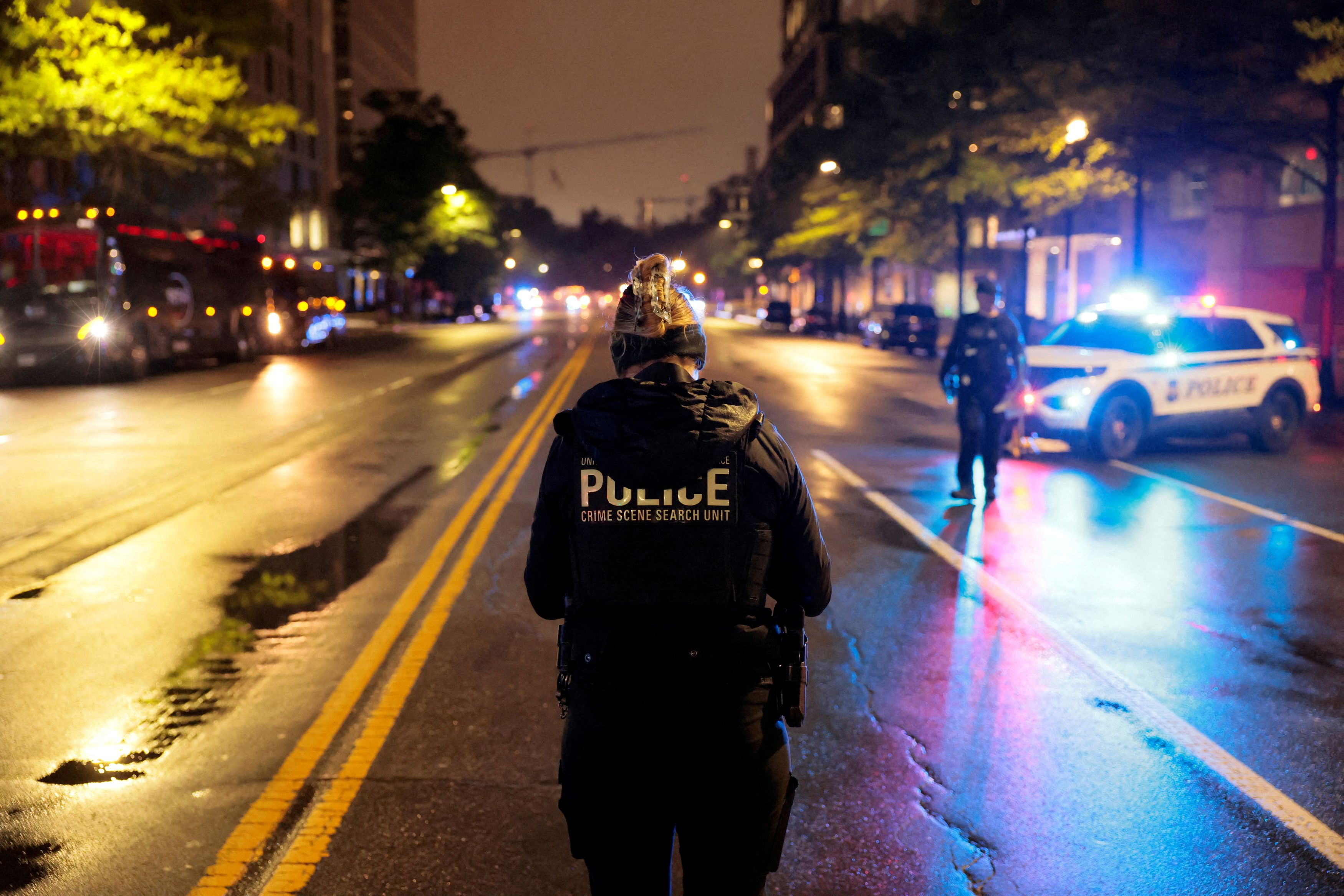 Law enforcement at the scene of a May 23 shooting incident near the White House. (Kylie Cooper/Reuters)