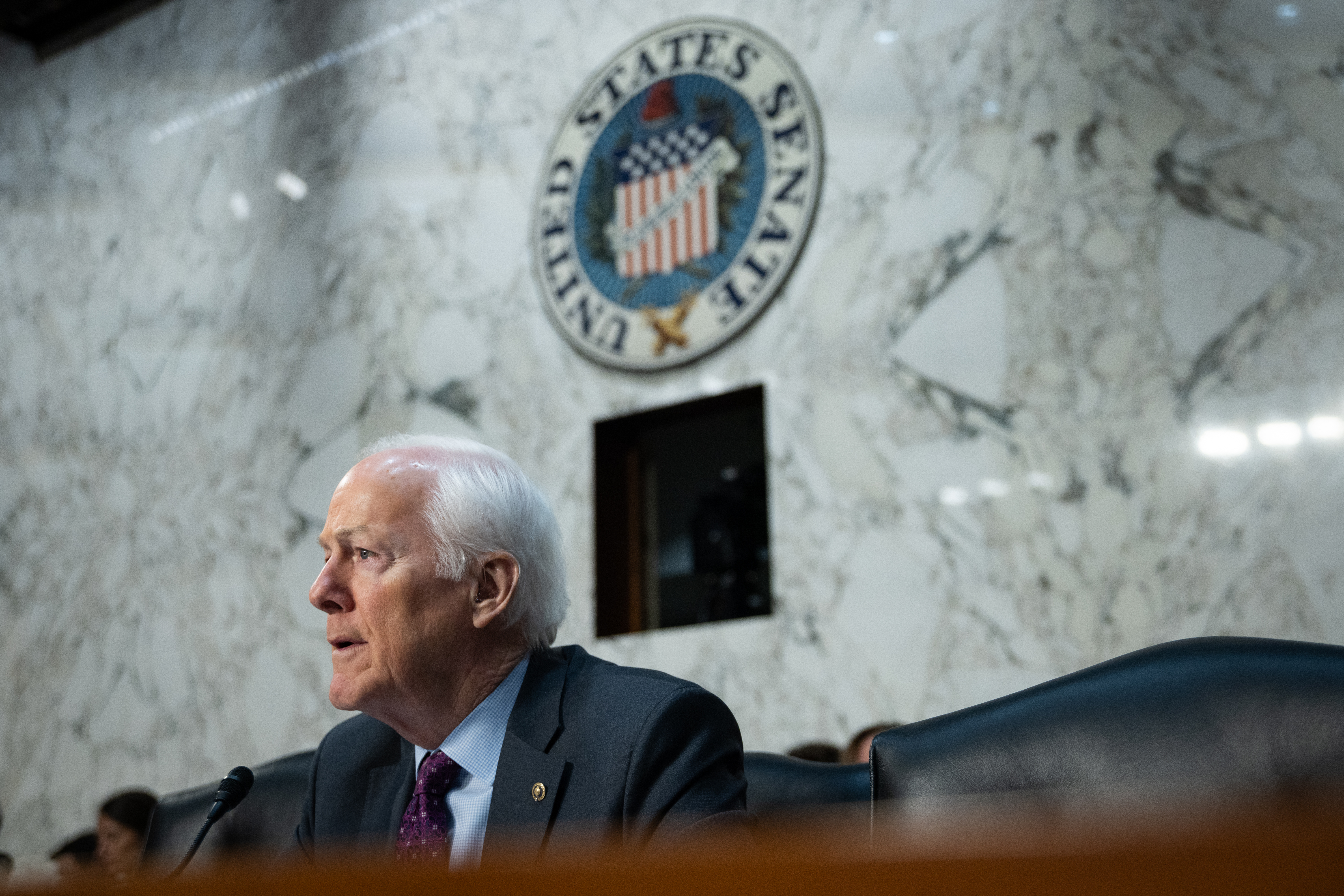 Sen. John Cornyn (R-Texas) at the U.S. Capitol on March 25. (Maansi Srivastava/For The Washington Post)