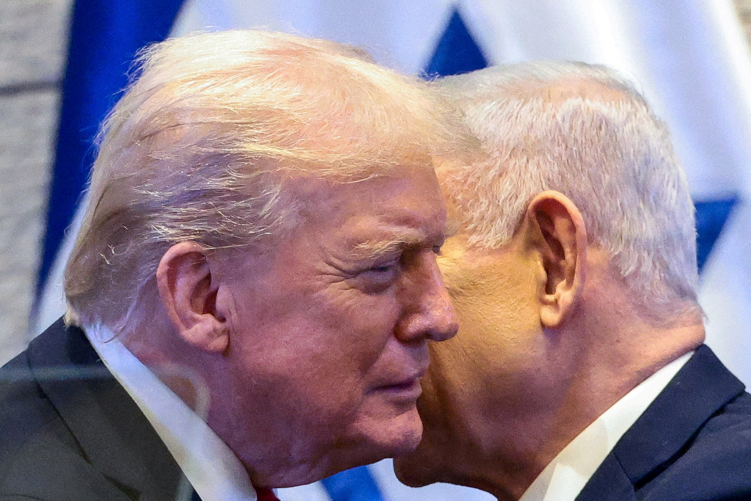 President Donald Trump and Israeli Prime Minister Benjamin Netanyahu talk in Jerusalem in October. (Evelyn Hockstein/Reuters)