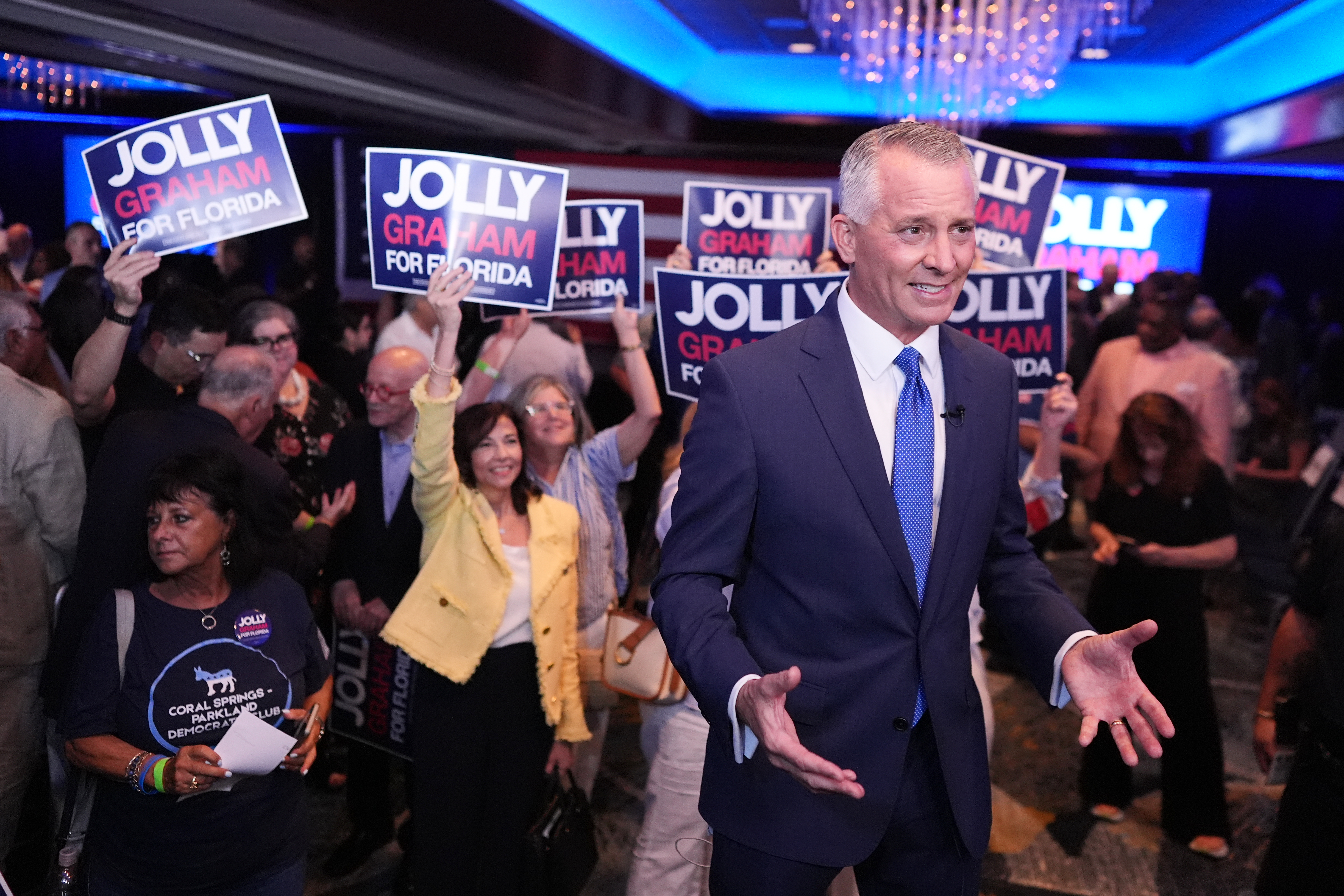 Democratic gubernatorial candidate David Jolly speaks to supporters this month in Miami Lakes, Florida. (Rebecca Blackwell/AP)