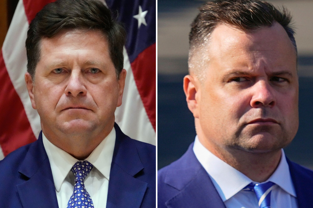 Jay Clayton, left, and Bill Pulte. (Seth Wenig/AP, Julia Demaree Nikhinson/AP)