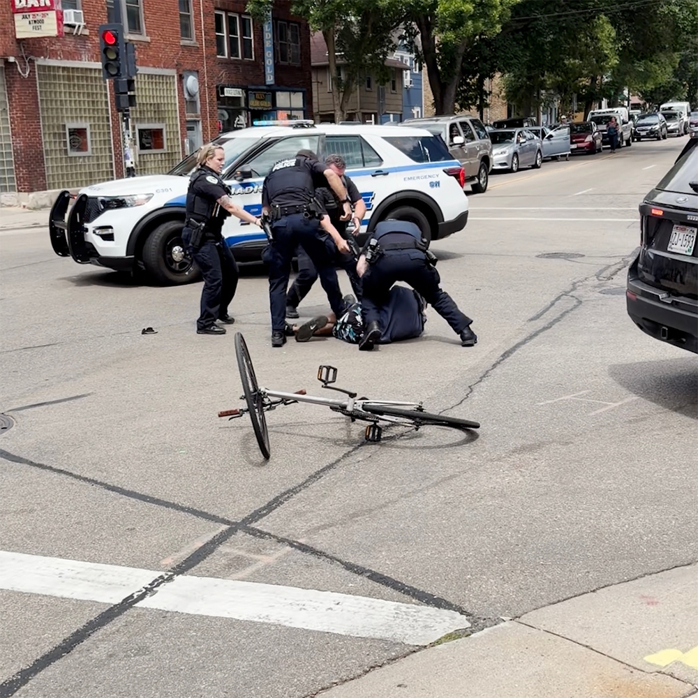 A screenshot from a video shows the moment before a man was killed by an officer in Madison. (Michael Doubek)