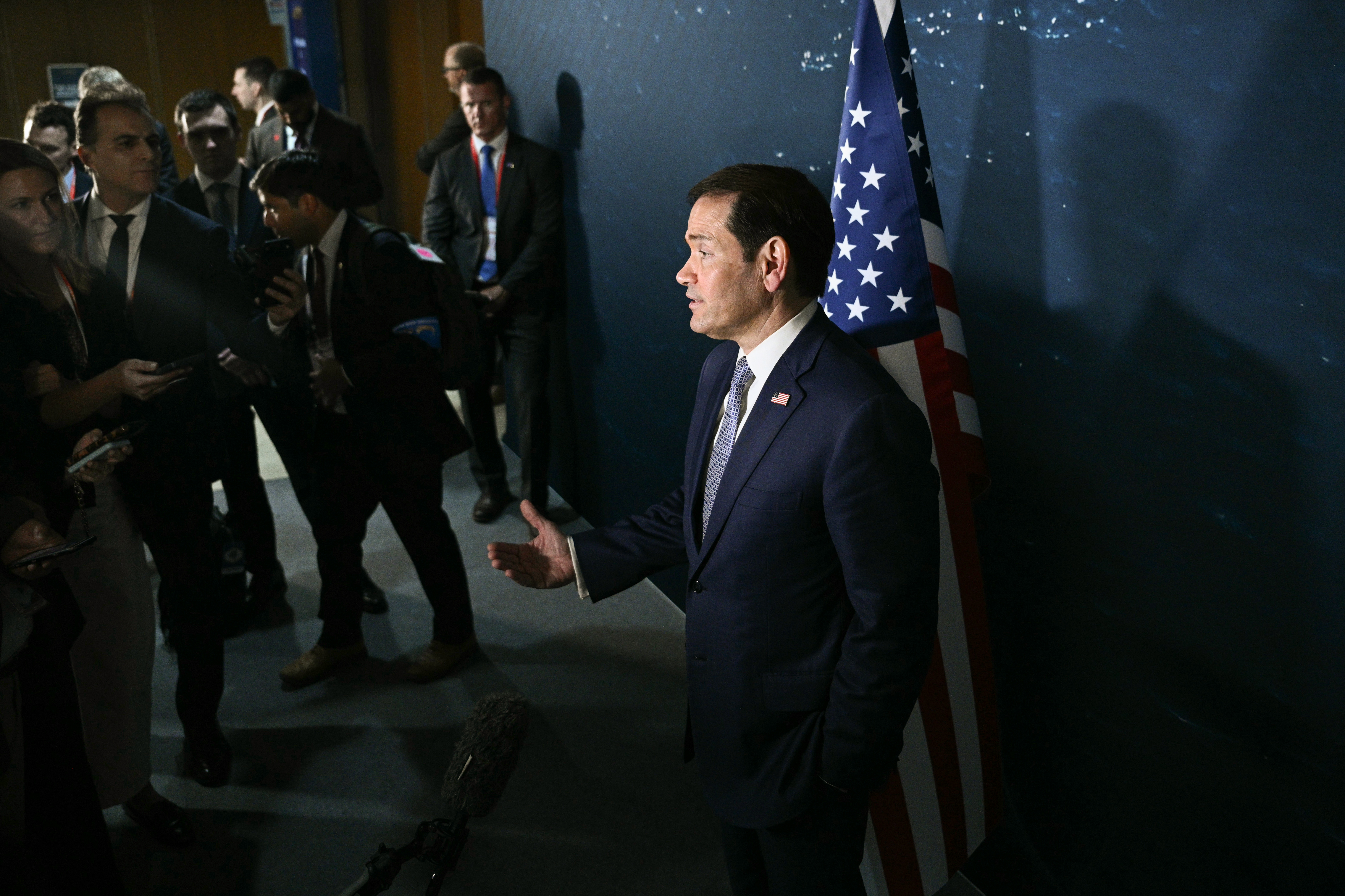 Secretary of State Marco Rubio speaks at a news conference in Manila on July 22. (Brendan Smialowski/Pool/AFP/Getty Images)
