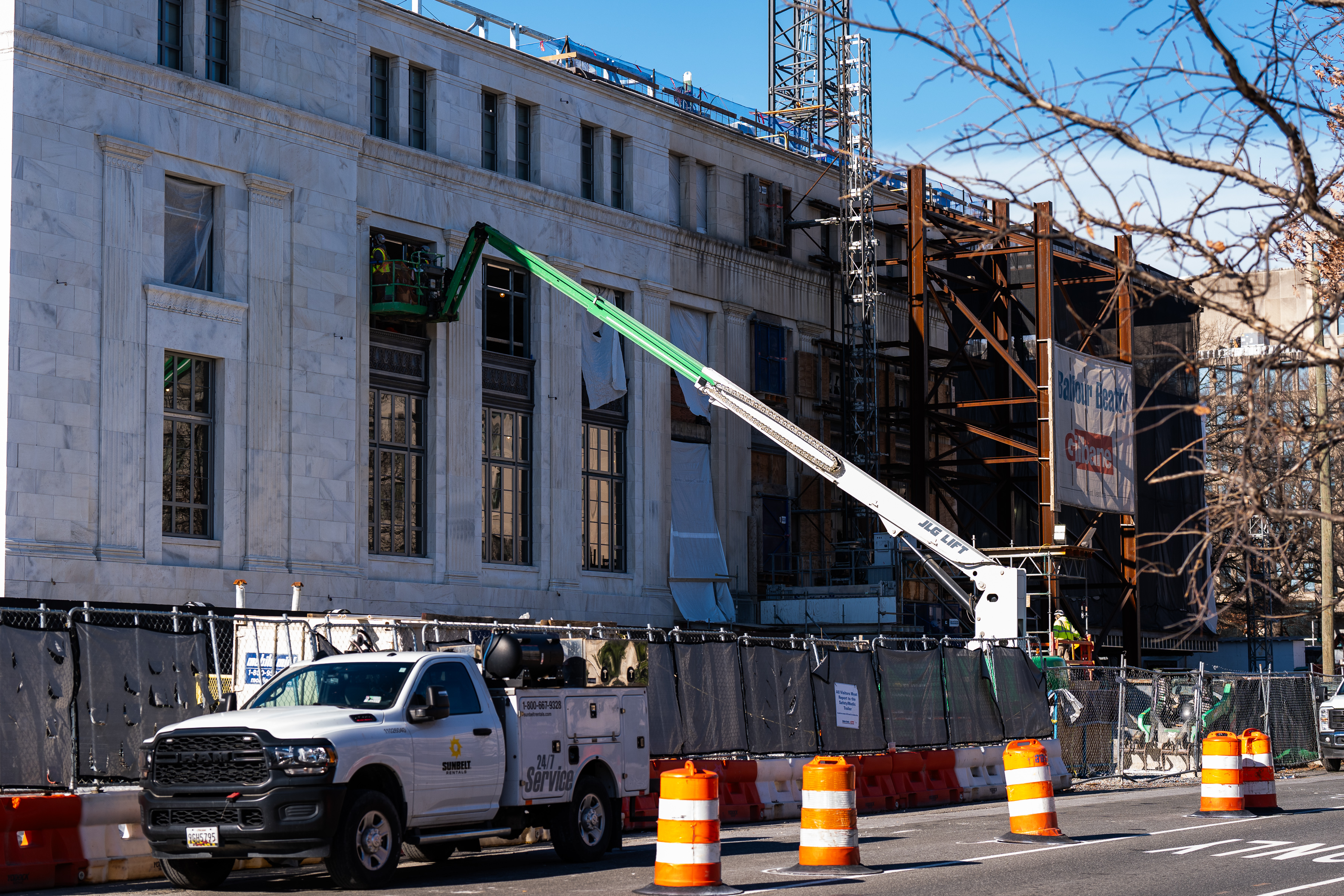 The construction site at the Federal Reserve building in Washington on Jan. 12. (Demetrius Freeman/The Washington Post)