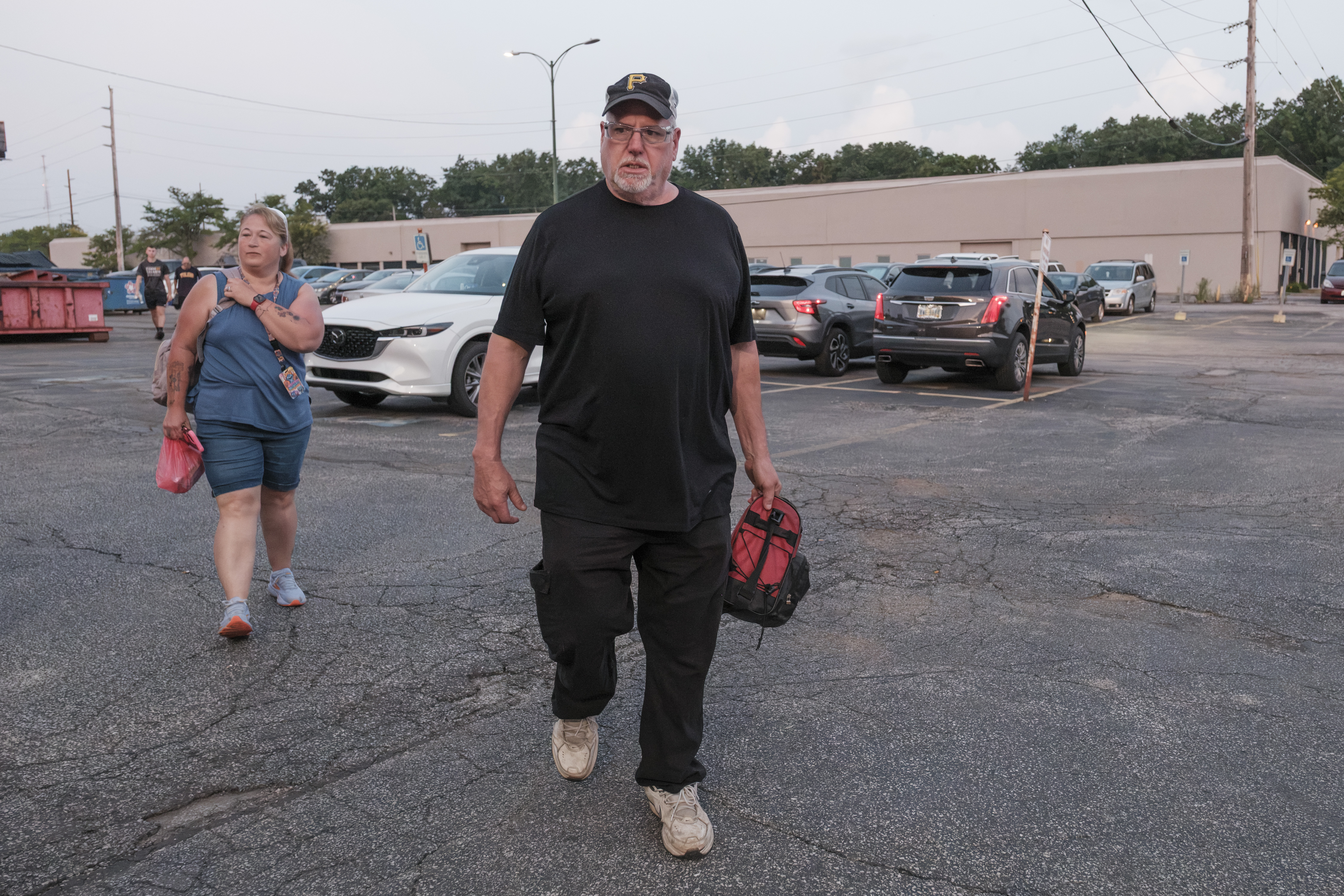 Joe Klima heads to work at the Conn Selmer plant in Eastlake, Ohio, on June 30, its last day in operation. The factory made brass musical instruments. (Matthew Chasney/For The Washington Post)