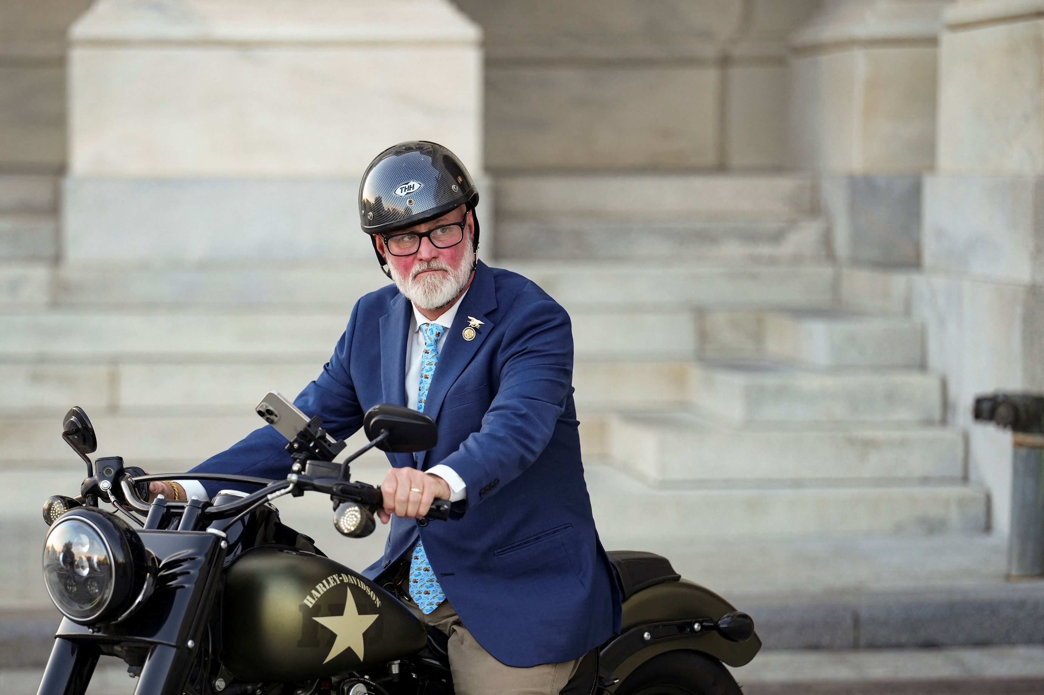 Rep. Derrick Van Orden (R-Wisconsin), shown on Capitol Hill, has proposed legislation to repeal D.C.'s motorcycle helmet requirement. (Al Drago/Reuters)
