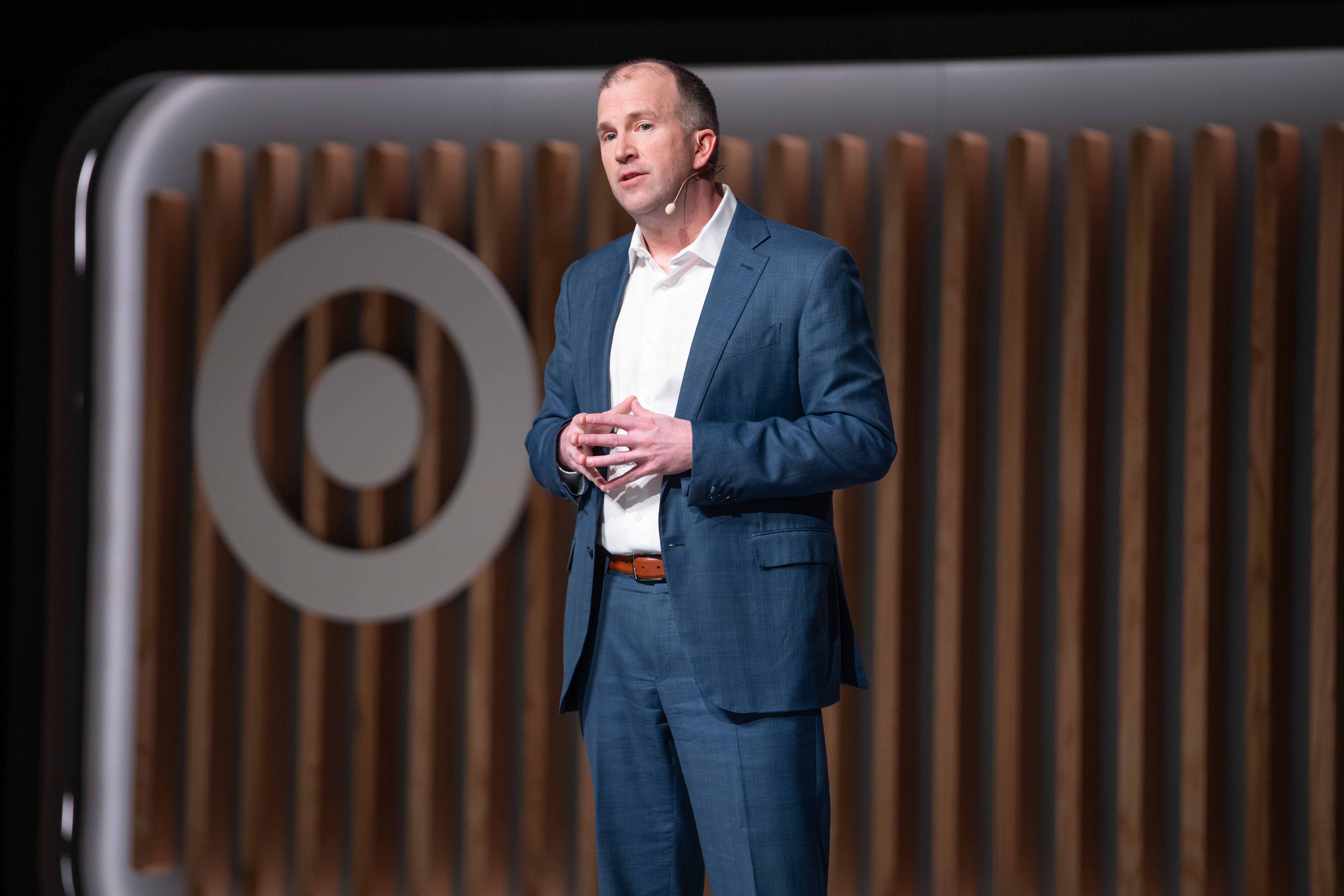 New Target CEO Michael Fiddelke announces the retailer's financial results during a meeting in Minneapolis in March for the first time since taking over the top job. (Stephen Allen/Target)