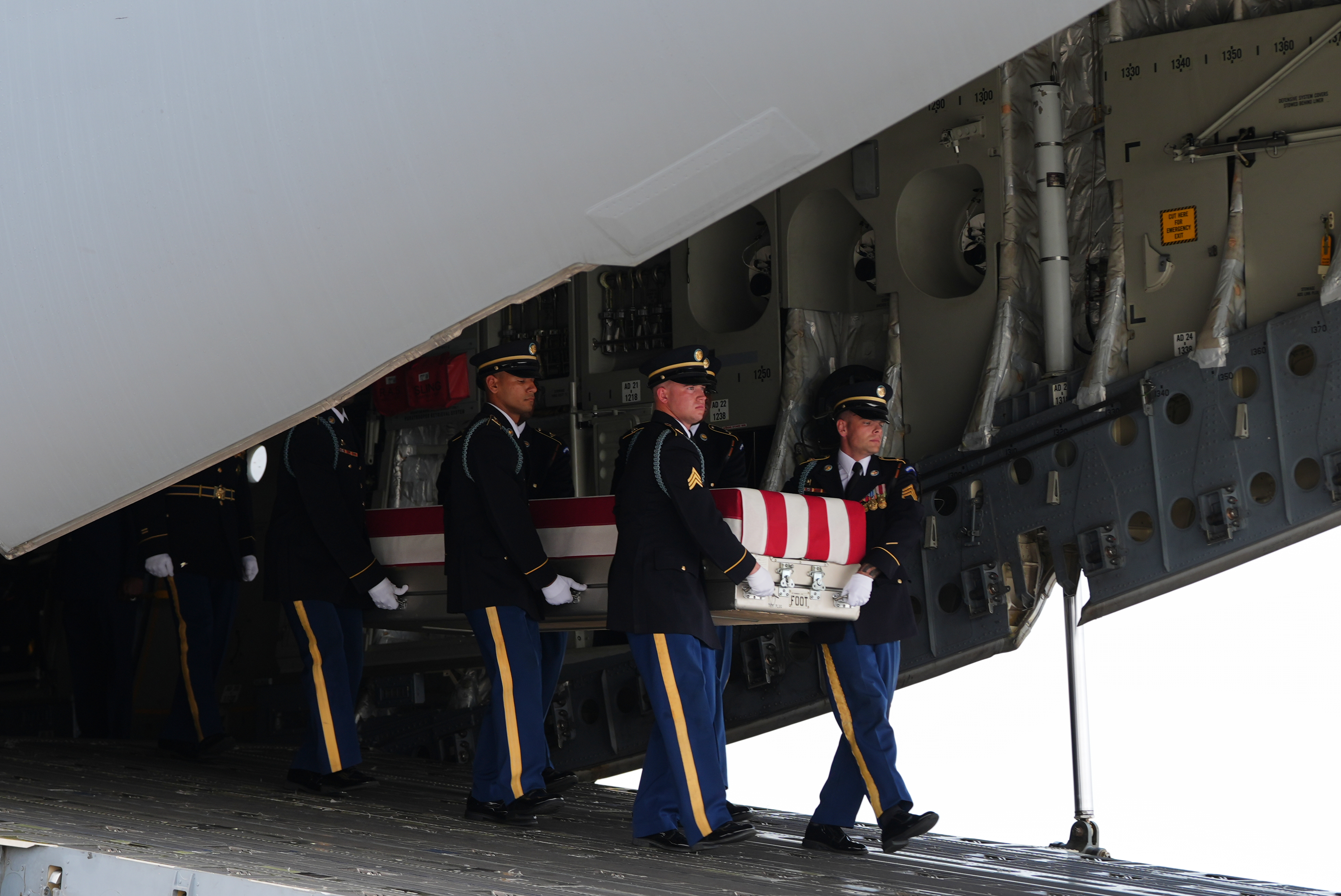 The remains of Pvt. Isabella Gonzales arrive at Dover Air Force Base in Delaware on Wednesday. (Julia Demaree Nikhinson/AP)
