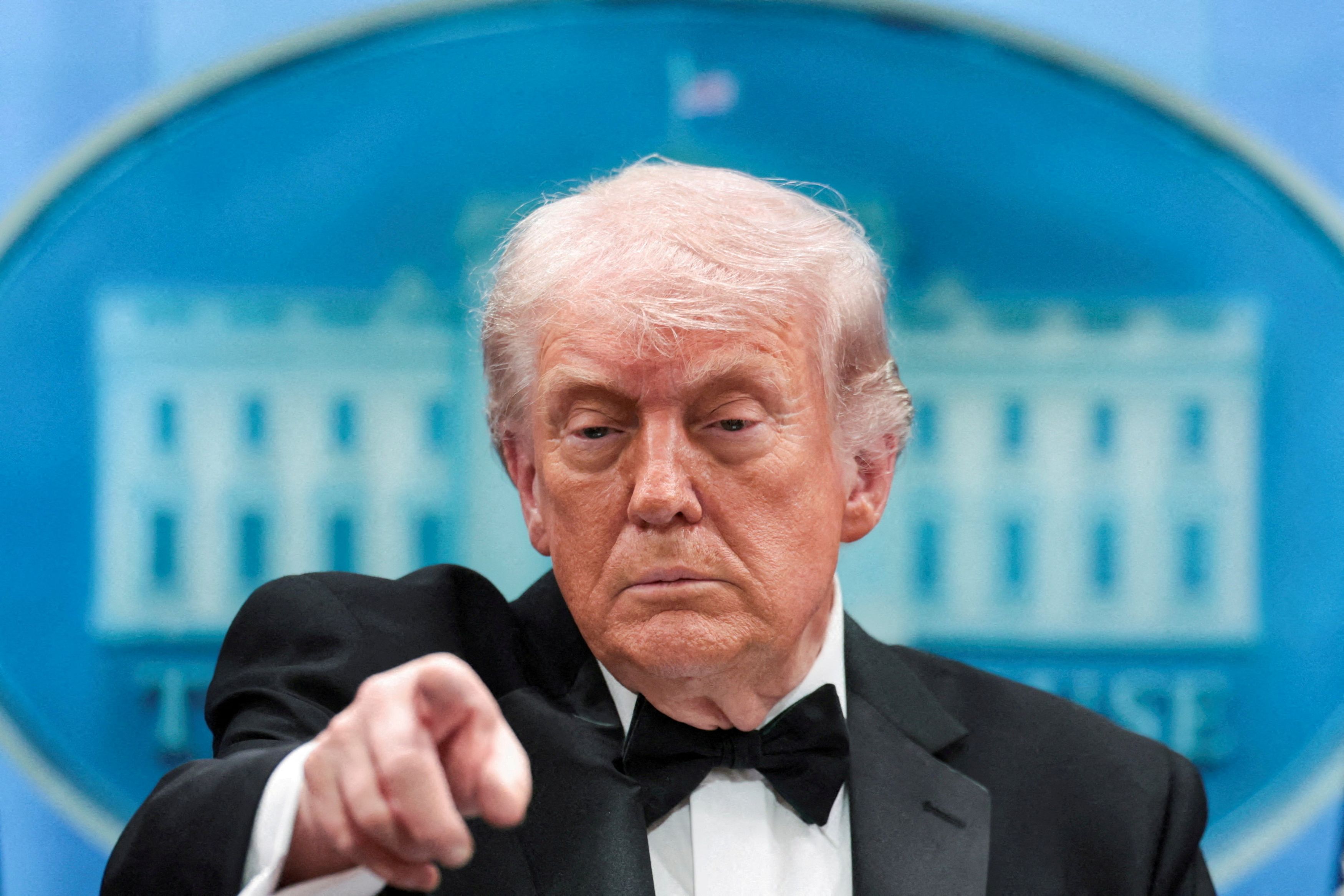 President Donald Trump at a news conference after a gunman disrupted the White House correspondents' dinner last month. (Jonathan Ernst/Reuters)