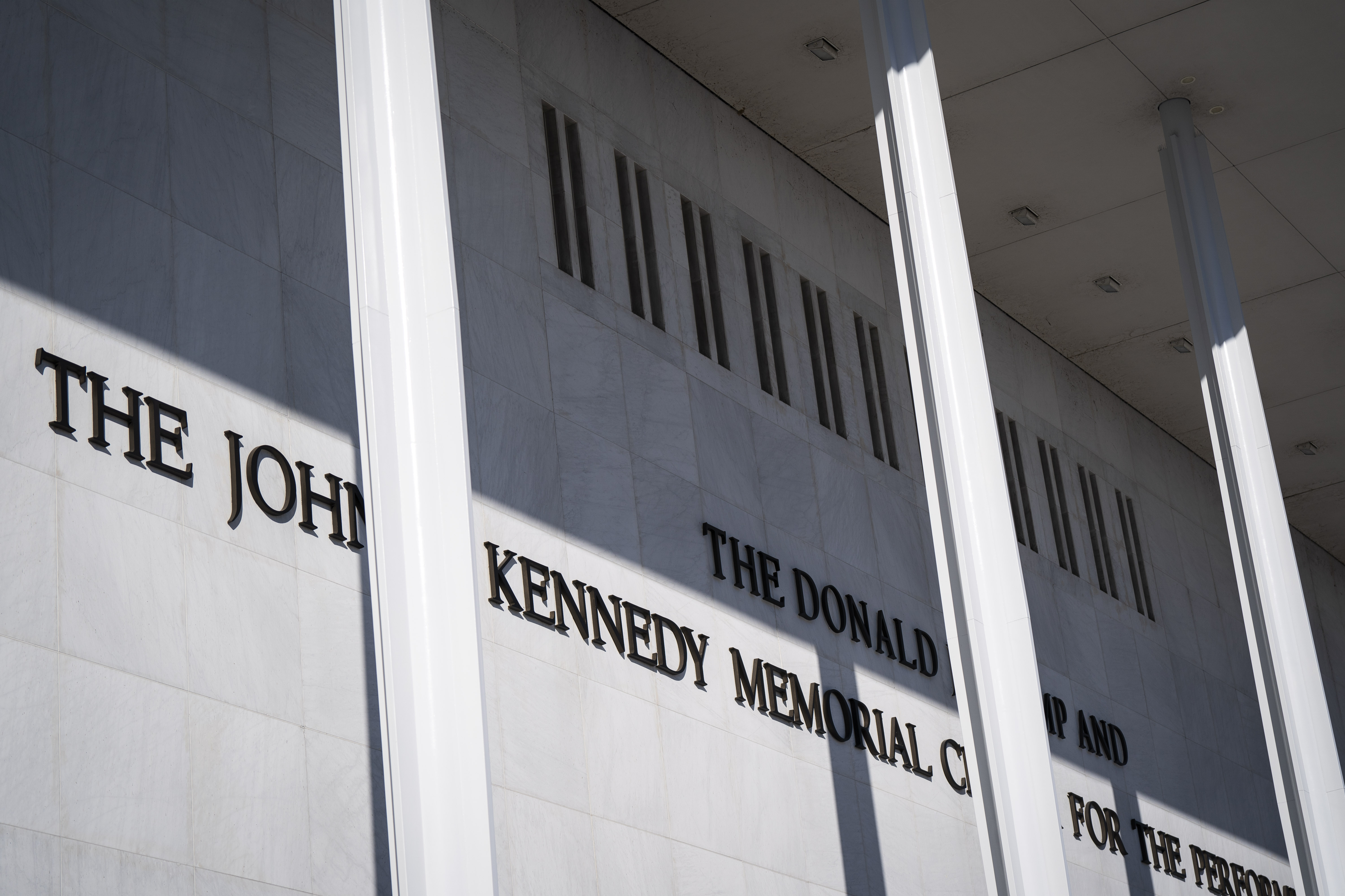 The Kennedy Center's new sign, reading “The Donald Trump and the John F. Kennedy Center for the Performing Arts.” (Jabin Botsford/The Washington Post)