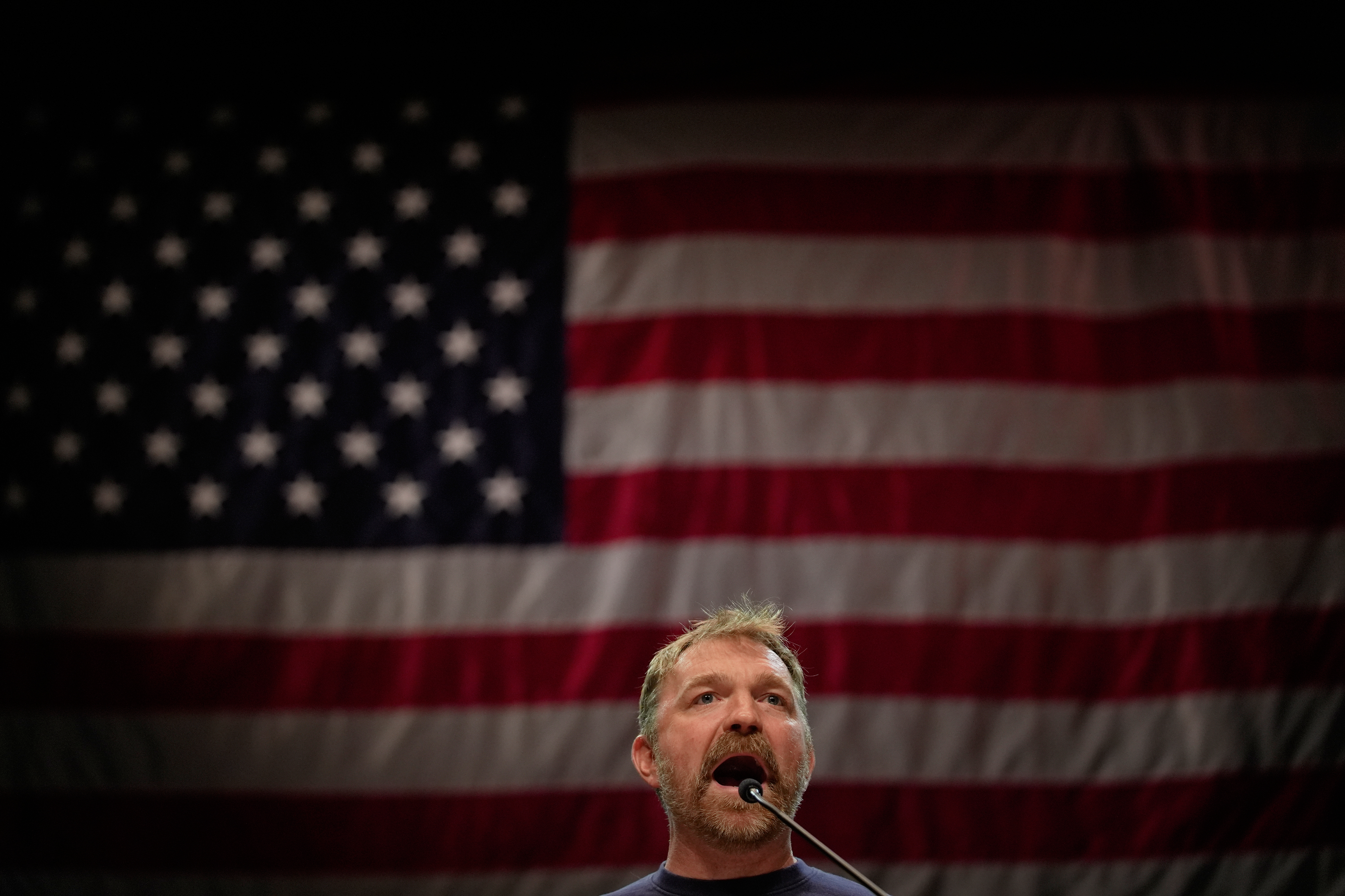 Graham Platner, Democratic candidate for Senate from Maine, served in the Marines during the Iraq War. (Robert F. Bukaty/AP)
