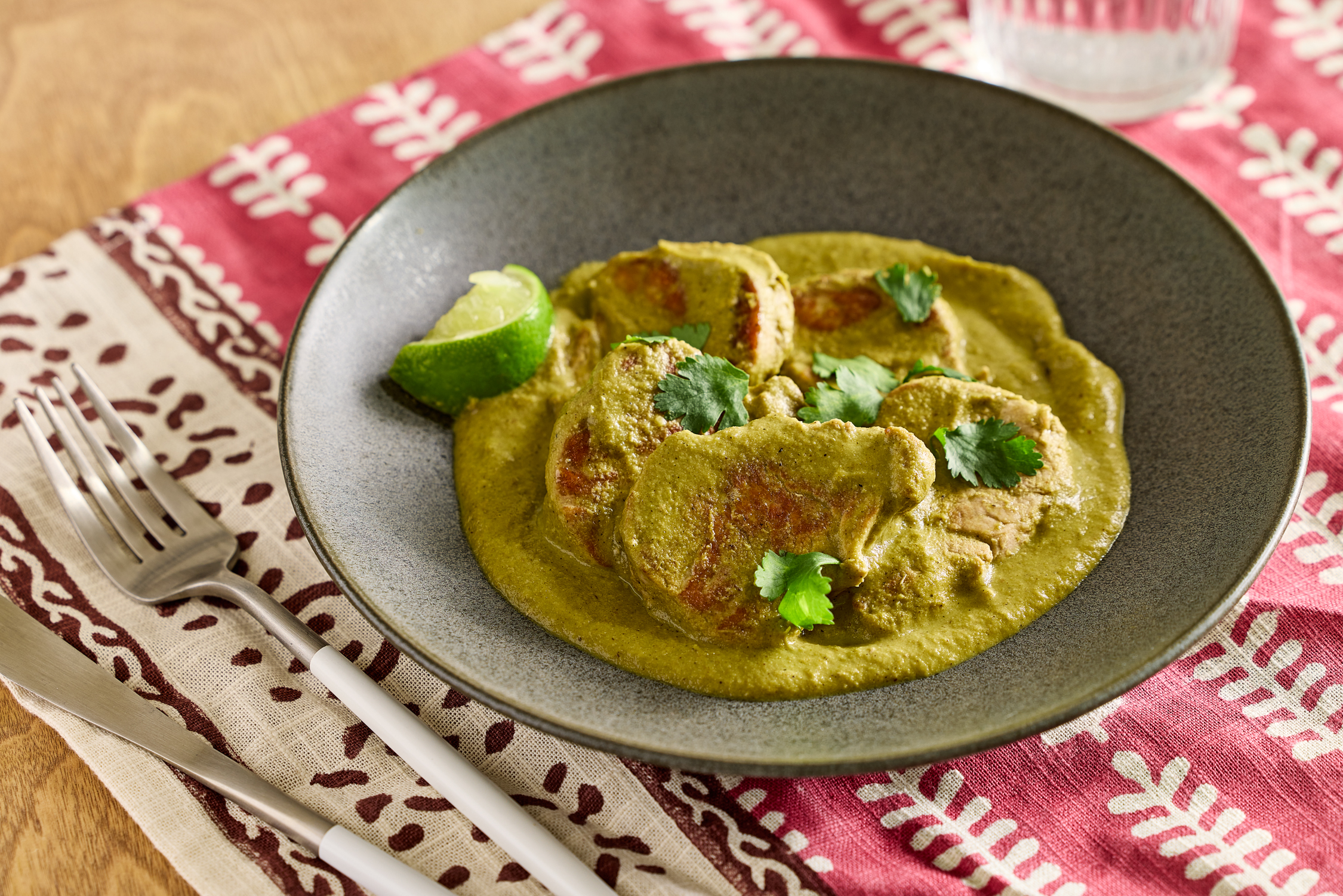 Pork Tenderloin in Green Pipián Simmer Sauce. (Tom McCorkle/For The Washington Post; food styling by Gina Nistico)